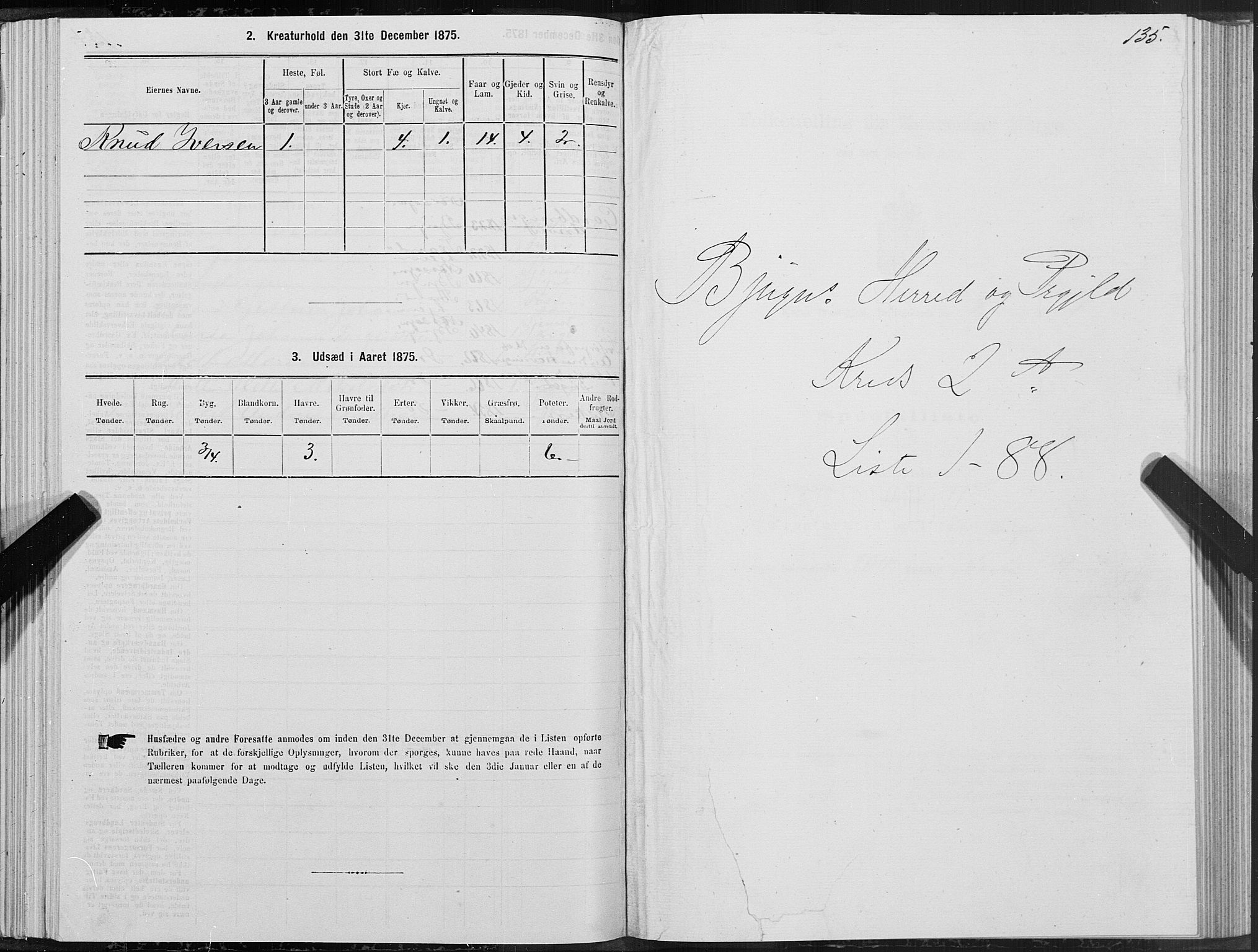 SAT, 1875 census for 1627P Bjugn, 1875, p. 1135