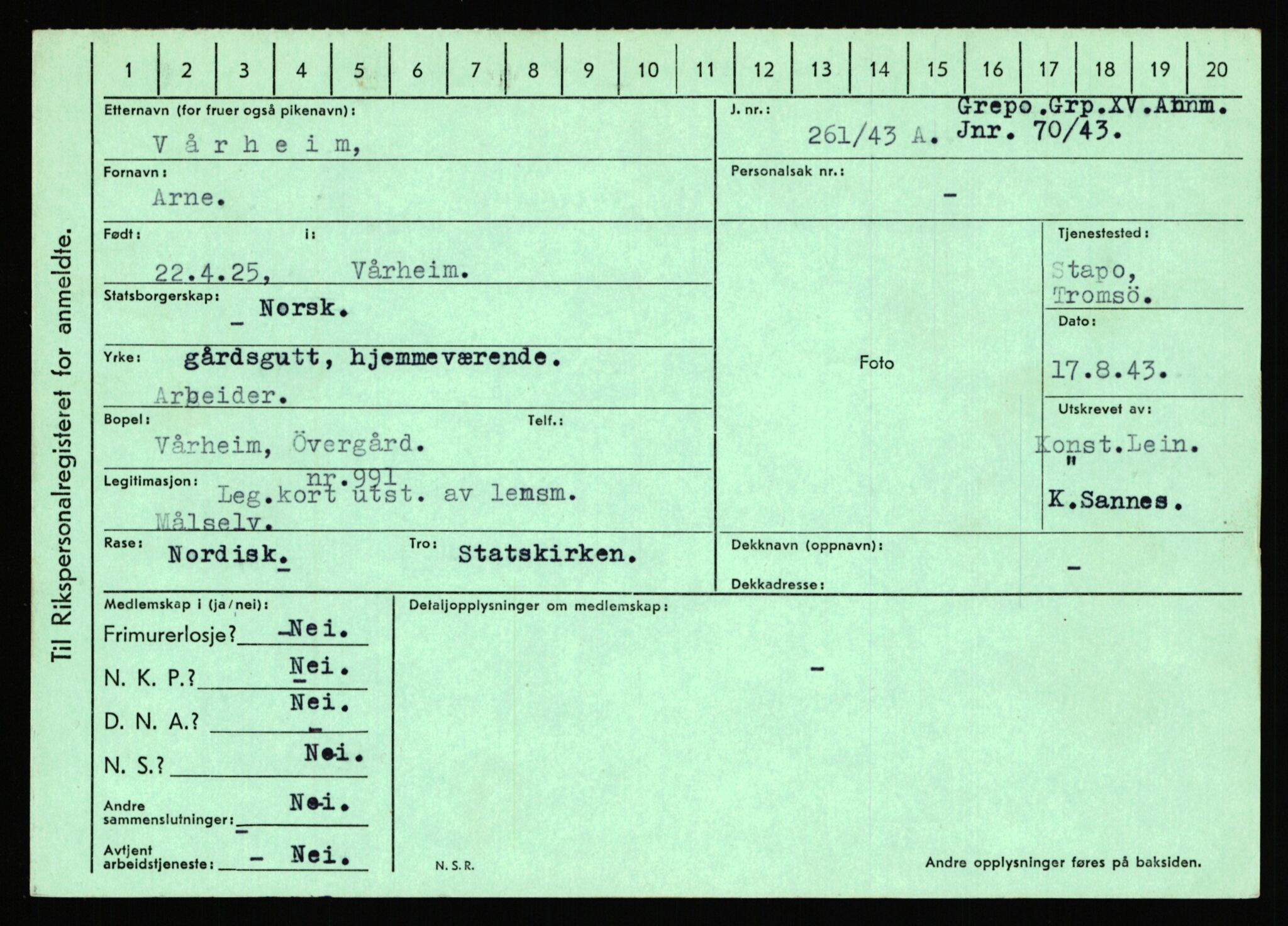 Statspolitiet - Hovedkontoret / Osloavdelingen, AV/RA-S-1329/C/Ca/L0016: Uberg - Øystese, 1943-1945, p. 471