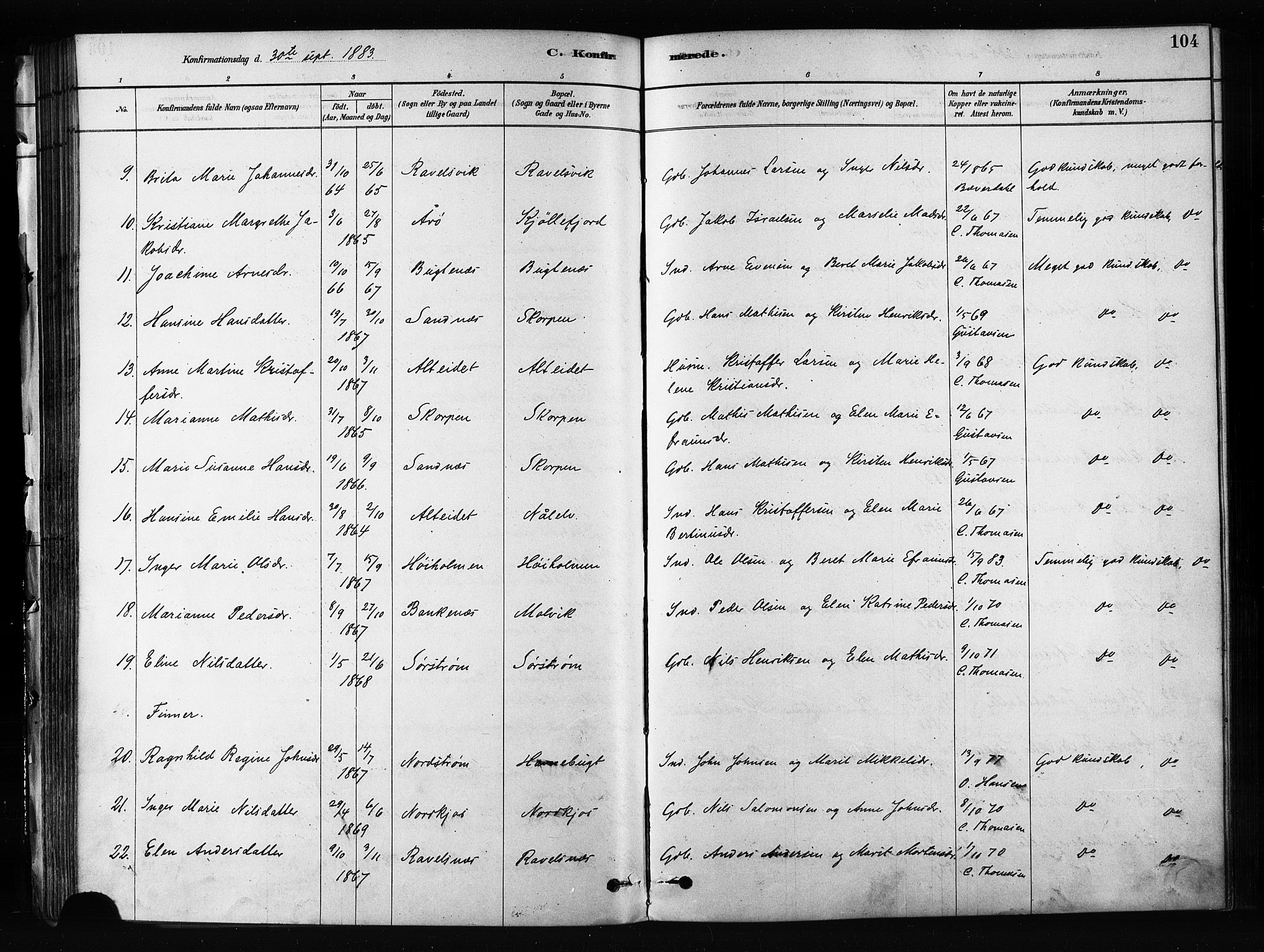 Skjervøy sokneprestkontor, AV/SATØ-S-1300/H/Ha/Haa/L0012kirke: Parish register (official) no. 12, 1878-1891, p. 104