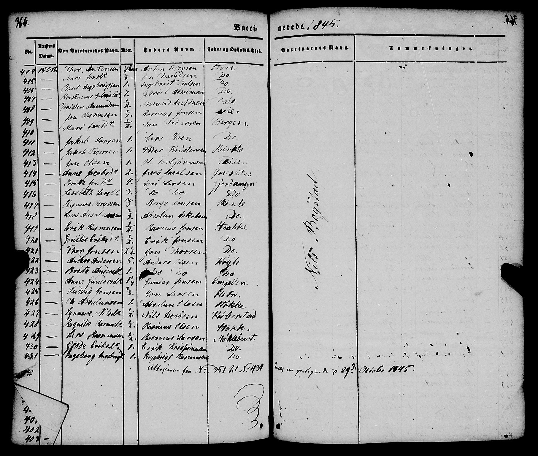 Gloppen sokneprestembete, AV/SAB-A-80101/H/Haa/Haaa/L0008: Parish register (official) no. A 8, 1837-1855, p. 364