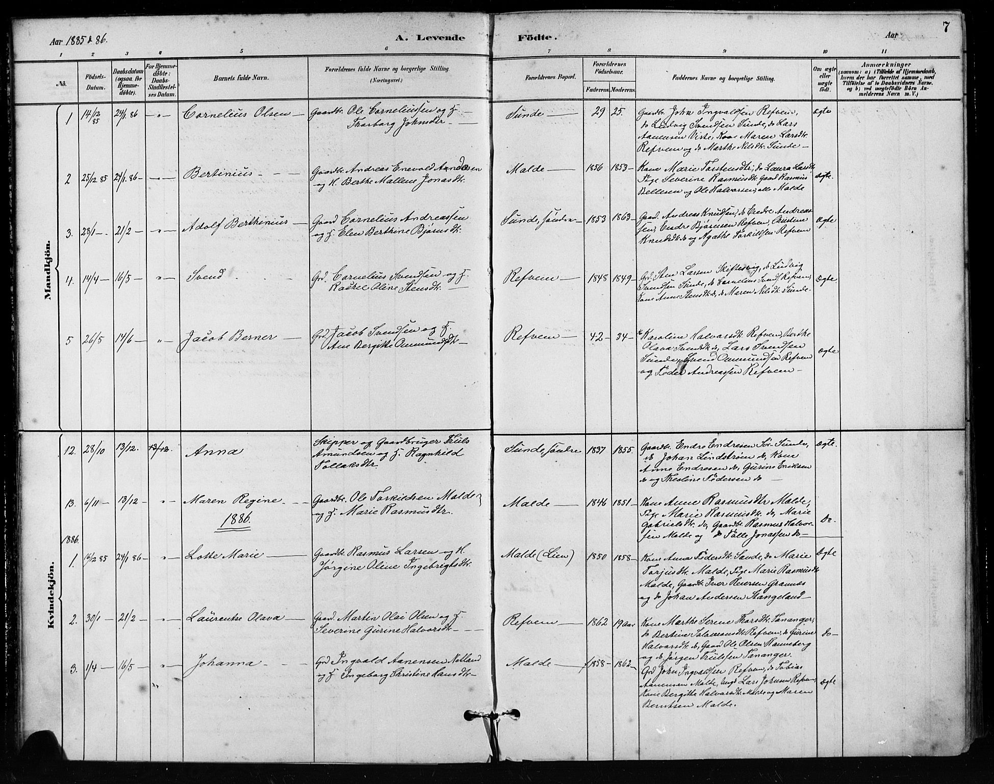 Håland sokneprestkontor, SAST/A-101802/001/30BA/L0011: Parish register (official) no. A 10, 1883-1900, p. 7