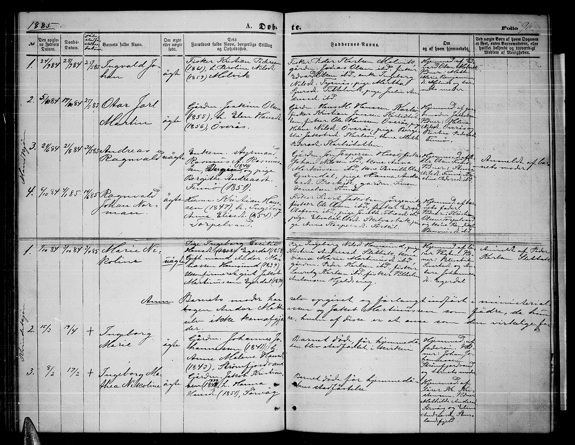 Ministerialprotokoller, klokkerbøker og fødselsregistre - Nordland, AV/SAT-A-1459/859/L0858: Parish register (copy) no. 859C04, 1873-1886, p. 96