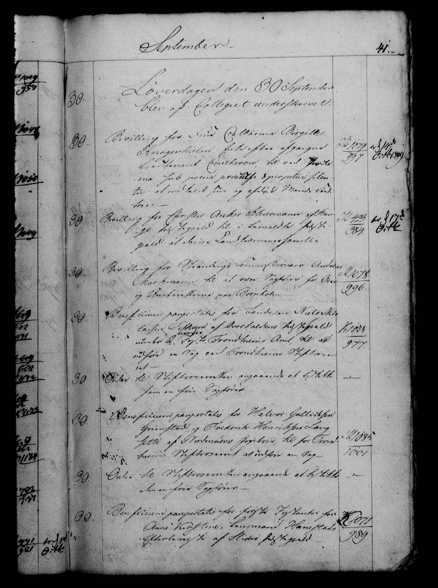 Danske Kanselli 1800-1814, RA/EA-3024/H/Hf/Hfb/Hfbc/L0010: Underskrivelsesbok m. register, 1809, p. 41