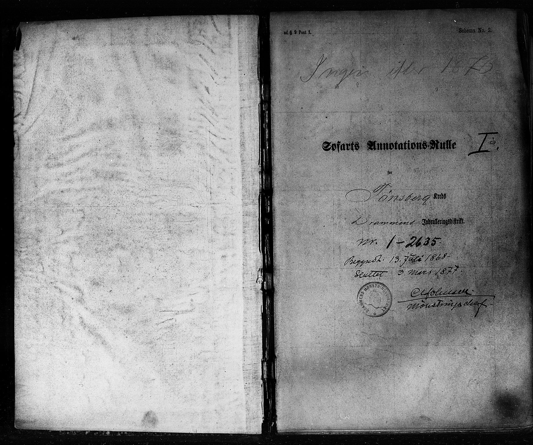 Tønsberg innrulleringskontor, SAKO/A-786/F/Fb/L0006: Annotasjonsrulle Patent nr. 1-2635, 1868-1877, p. 2