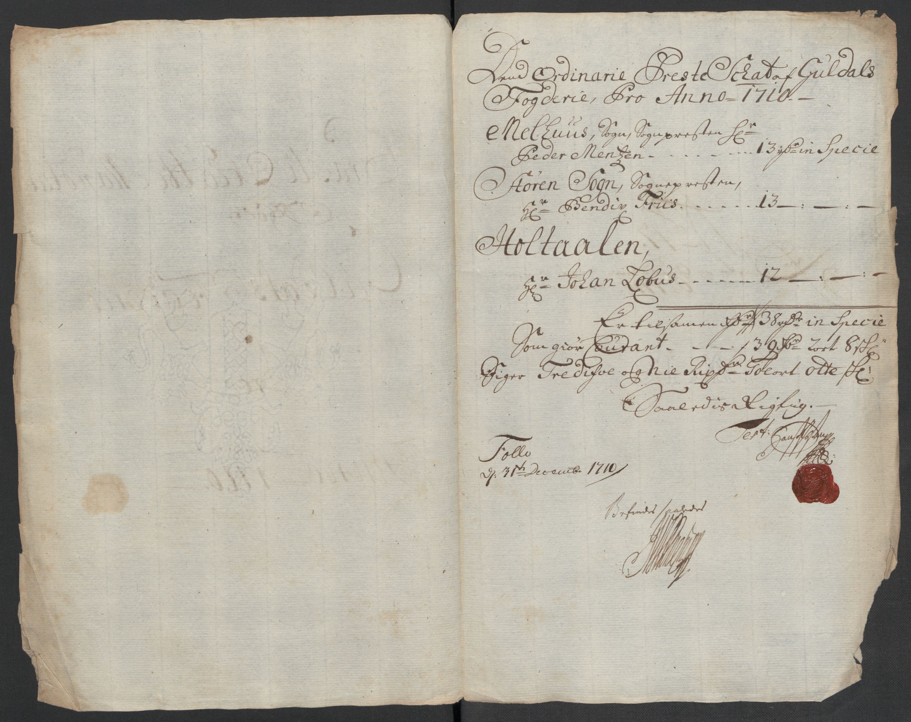 Rentekammeret inntil 1814, Reviderte regnskaper, Fogderegnskap, RA/EA-4092/R60/L3960: Fogderegnskap Orkdal og Gauldal, 1710, p. 267