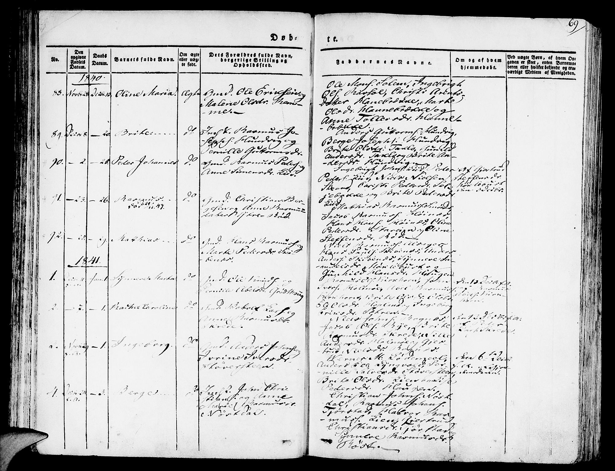 Eid sokneprestembete, AV/SAB-A-82301/H/Haa/Haaa/L0006: Parish register (official) no. A 6, 1831-1843, p. 69