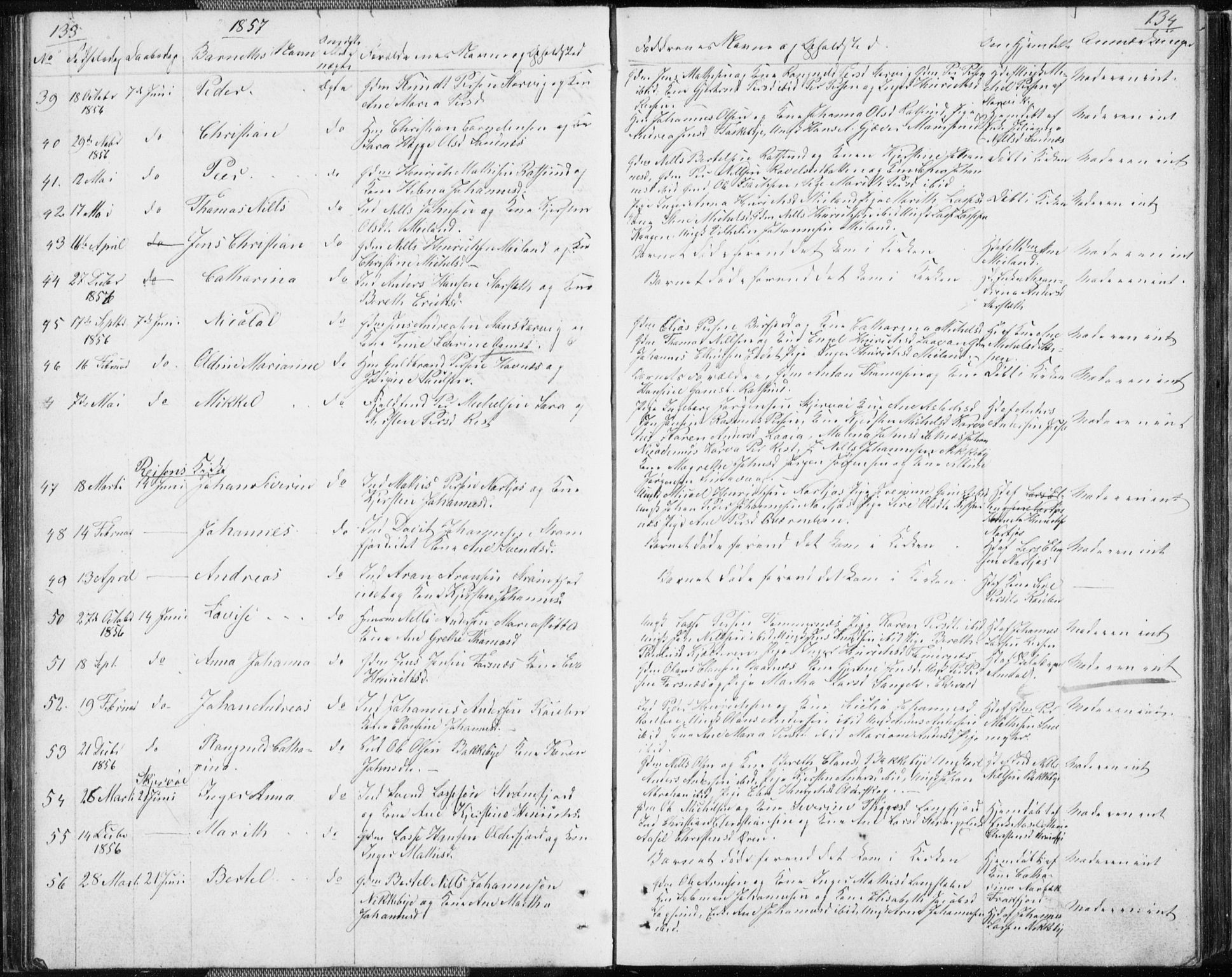 Skjervøy sokneprestkontor, SATØ/S-1300/H/Ha/Hab/L0003klokker: Parish register (copy) no. 3, 1849-1861, p. 133-134