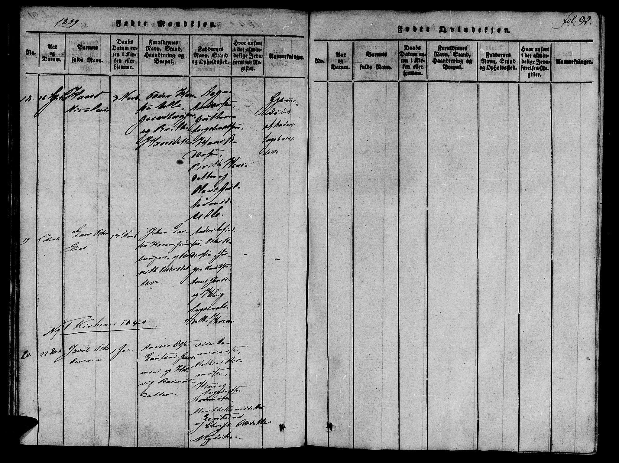 Ministerialprotokoller, klokkerbøker og fødselsregistre - Møre og Romsdal, SAT/A-1454/536/L0495: Parish register (official) no. 536A04, 1818-1847, p. 92