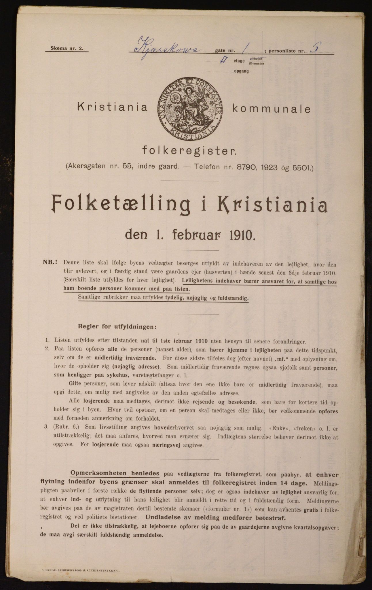 OBA, Municipal Census 1910 for Kristiania, 1910, p. 47864