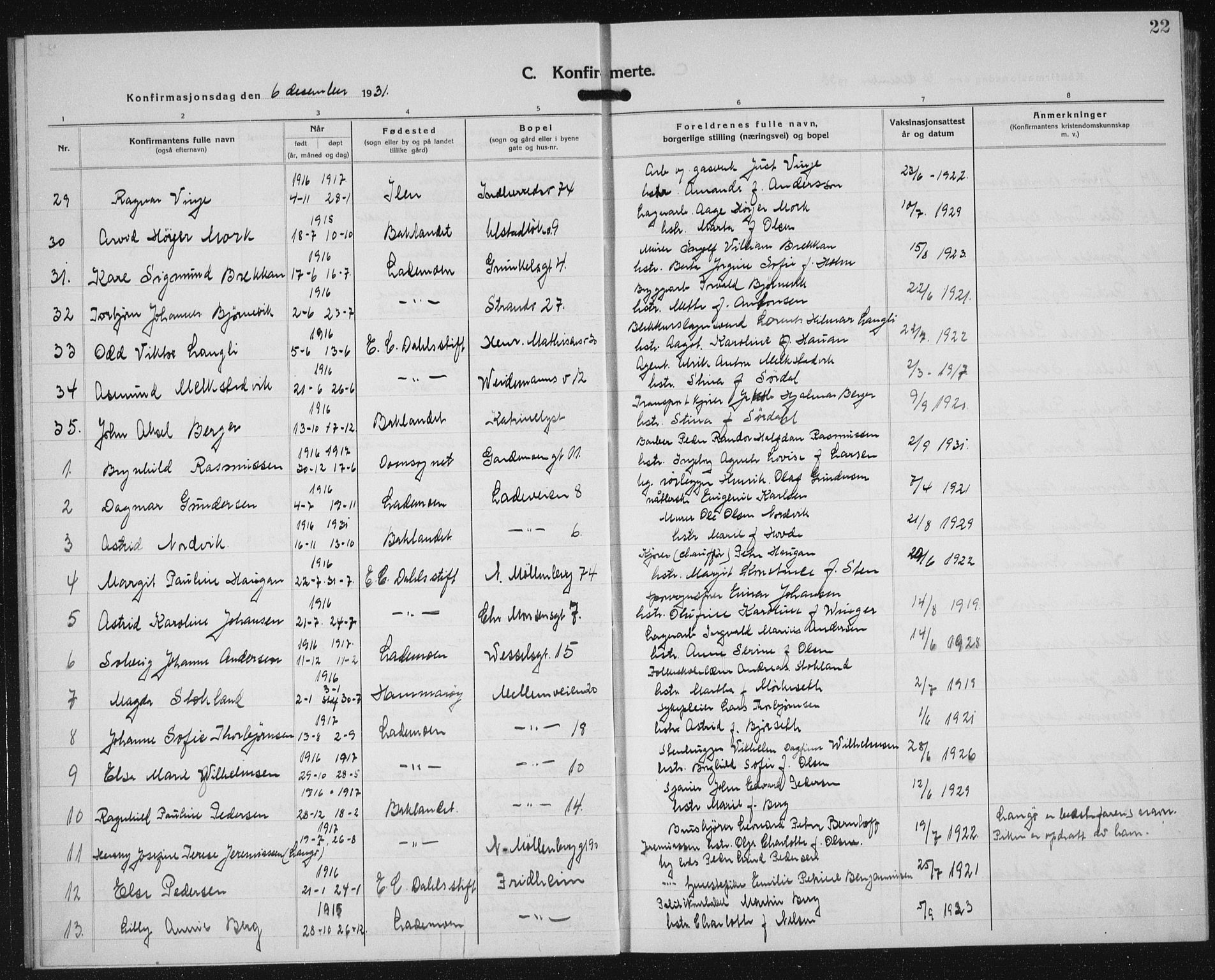 Ministerialprotokoller, klokkerbøker og fødselsregistre - Sør-Trøndelag, AV/SAT-A-1456/605/L0262: Parish register (copy) no. 605C09, 1930-1933, p. 22