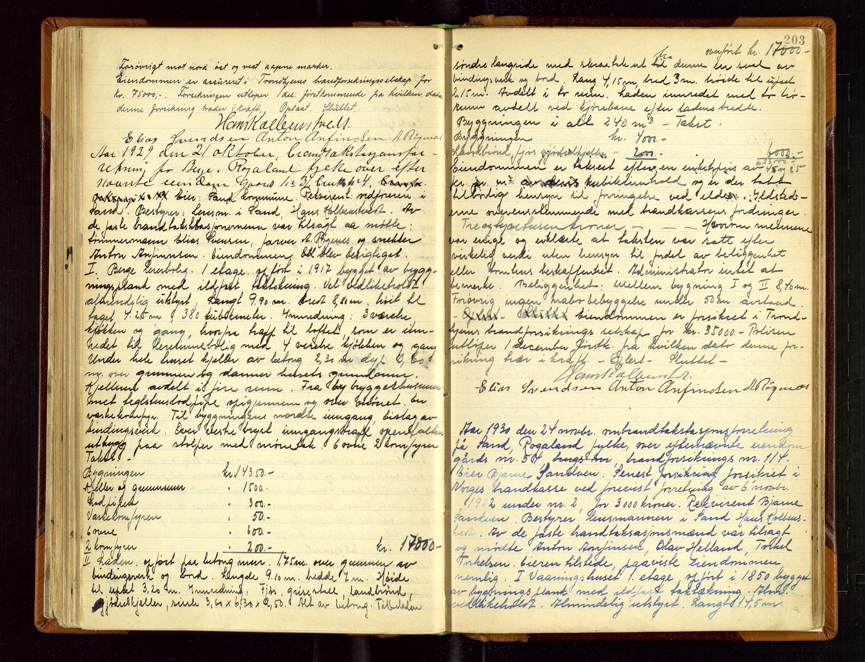 Sand lensmannskontor, AV/SAST-A-100415/Gob/L0003: Branntakstprotokoll, 1893-1936, p. 202b-203a