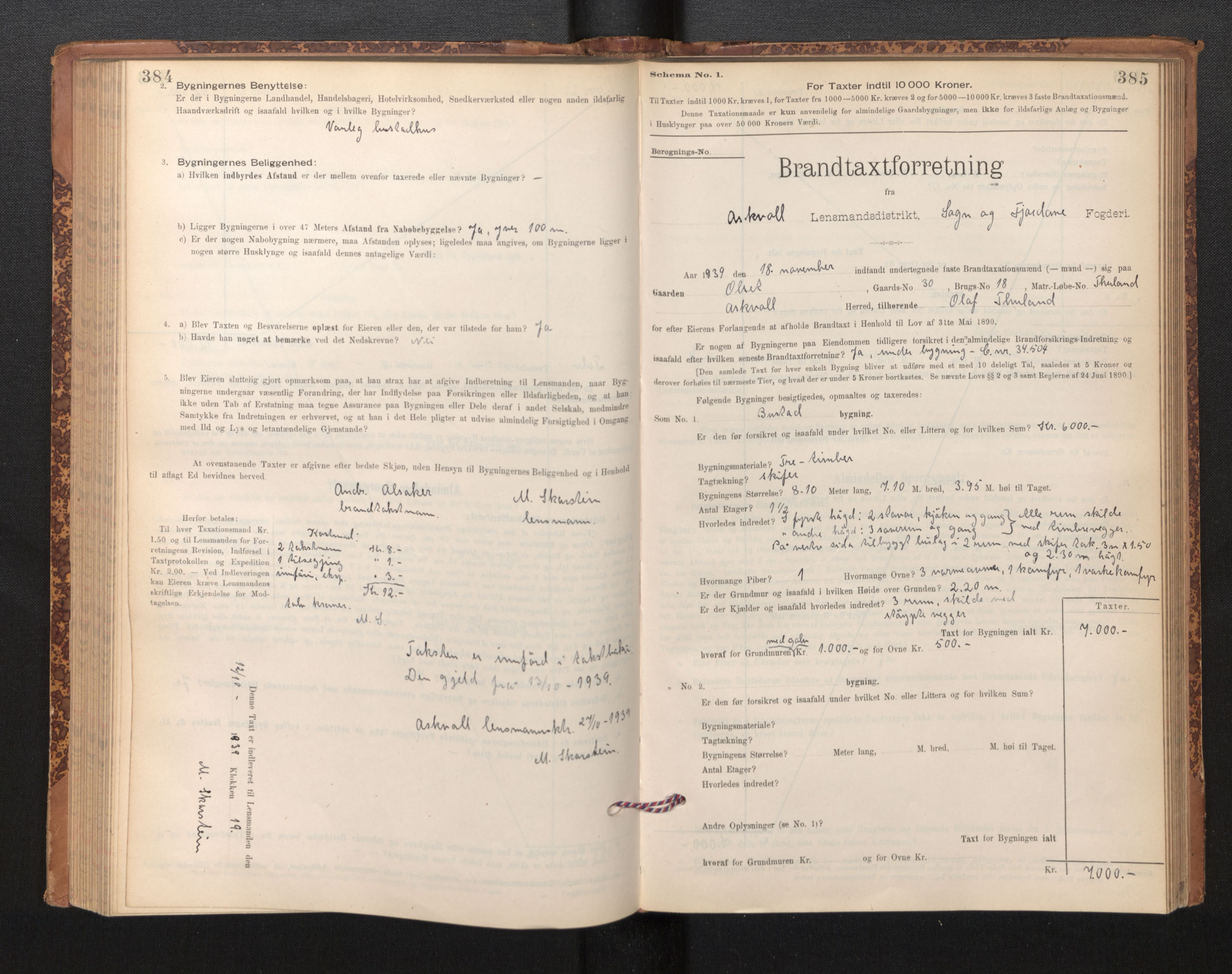 Lensmannen i Askvoll, AV/SAB-A-26301/0012/L0004: Branntakstprotokoll, skjematakst og liste over branntakstmenn, 1895-1932, p. 384-385