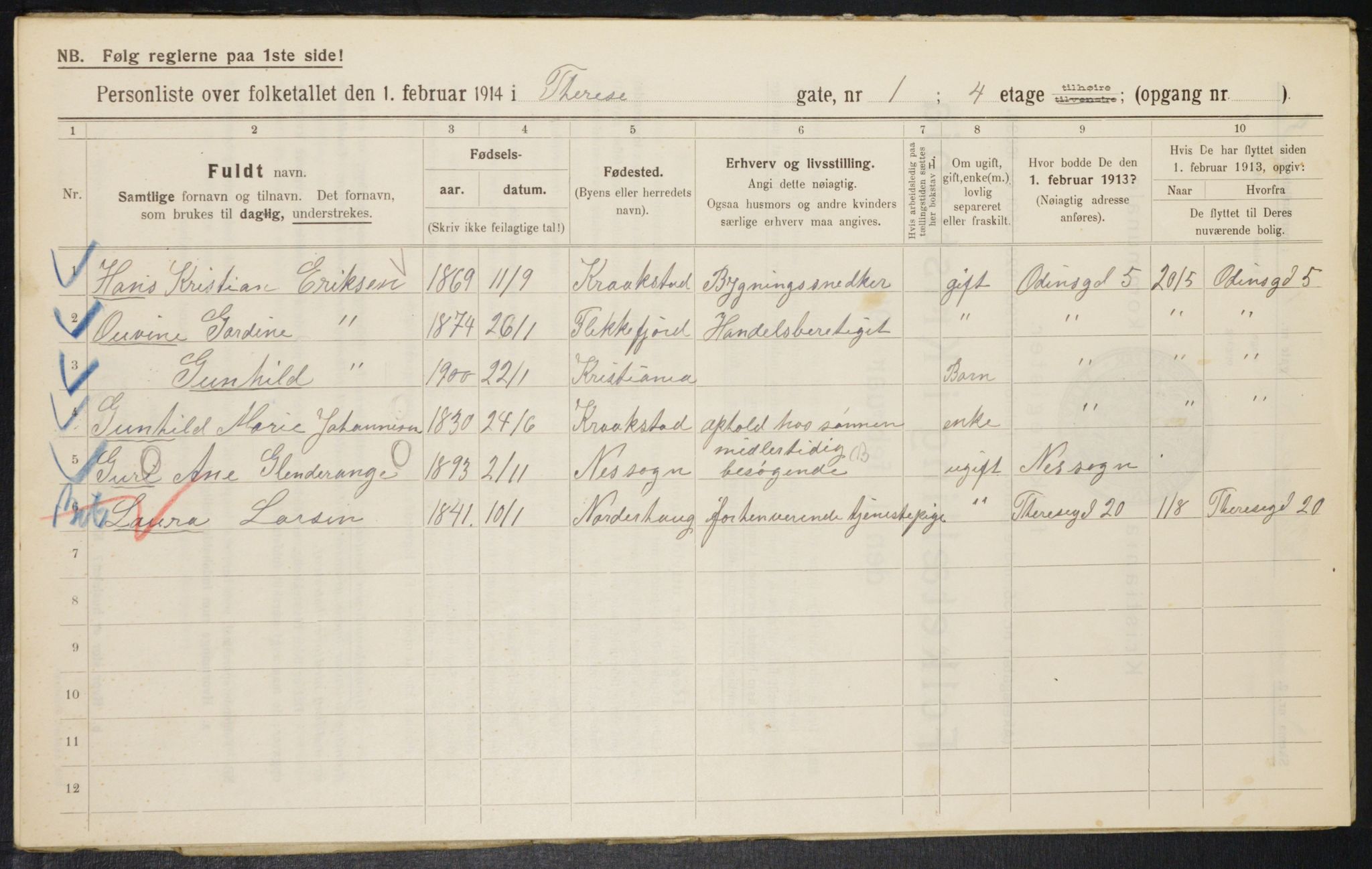 OBA, Municipal Census 1914 for Kristiania, 1914, p. 108565