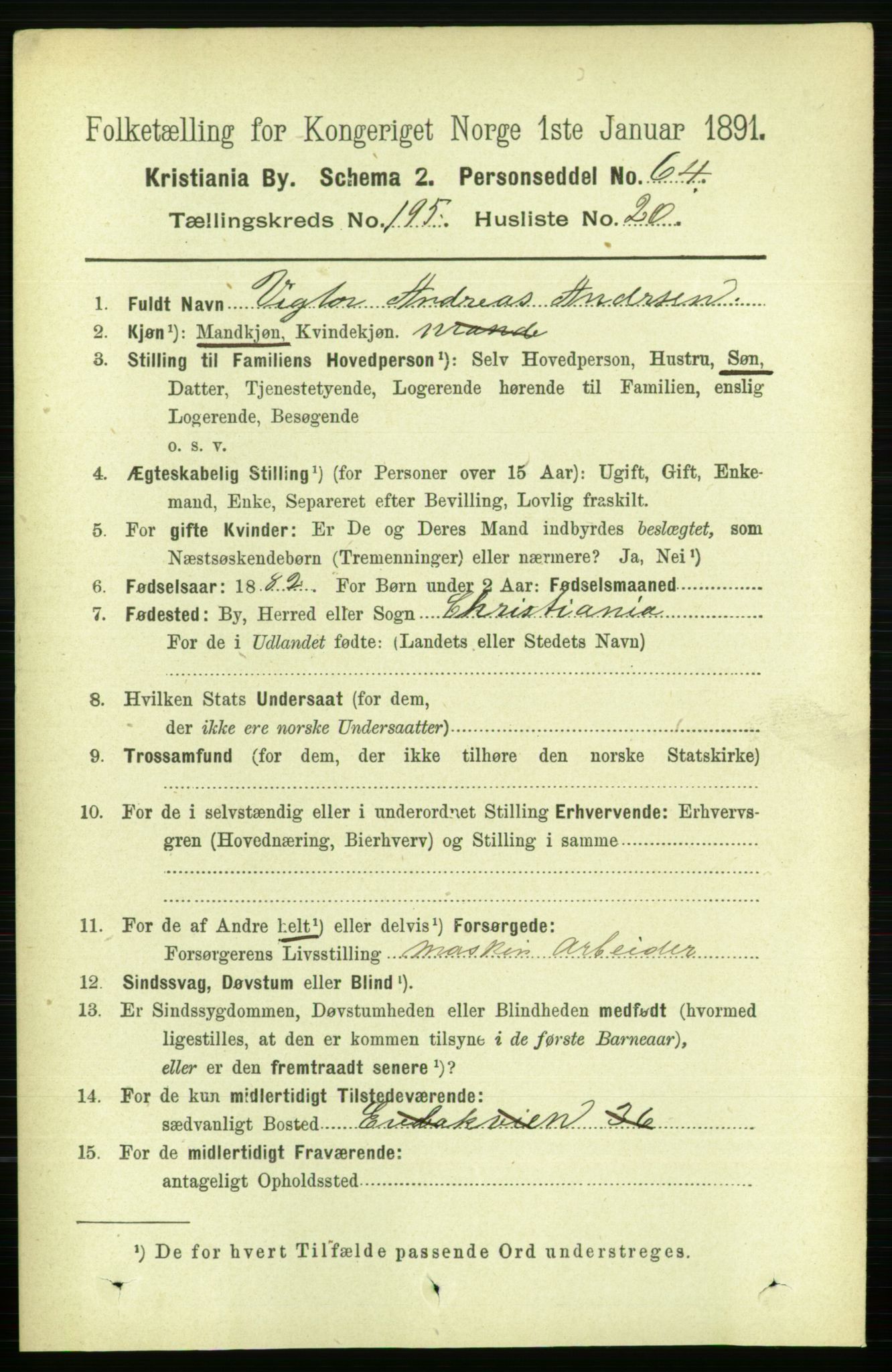 RA, 1891 census for 0301 Kristiania, 1891, p. 117994