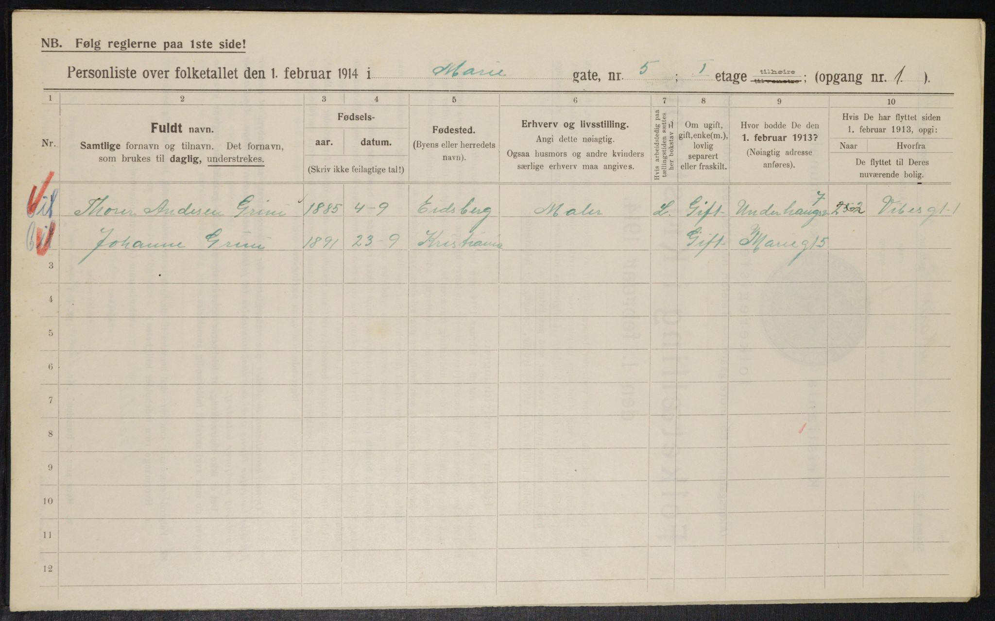 OBA, Municipal Census 1914 for Kristiania, 1914, p. 62778