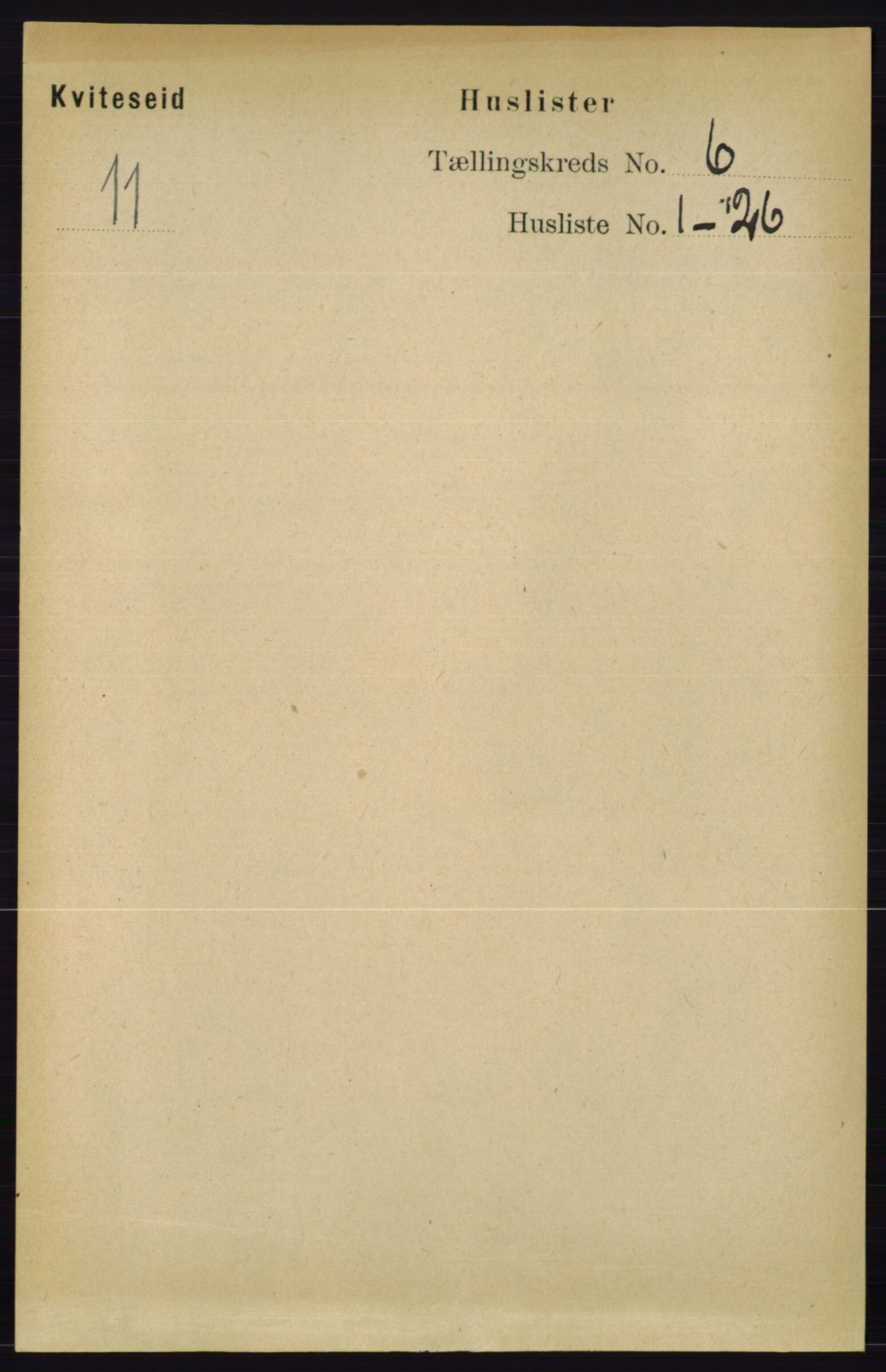 RA, 1891 census for 0829 Kviteseid, 1891, p. 1138
