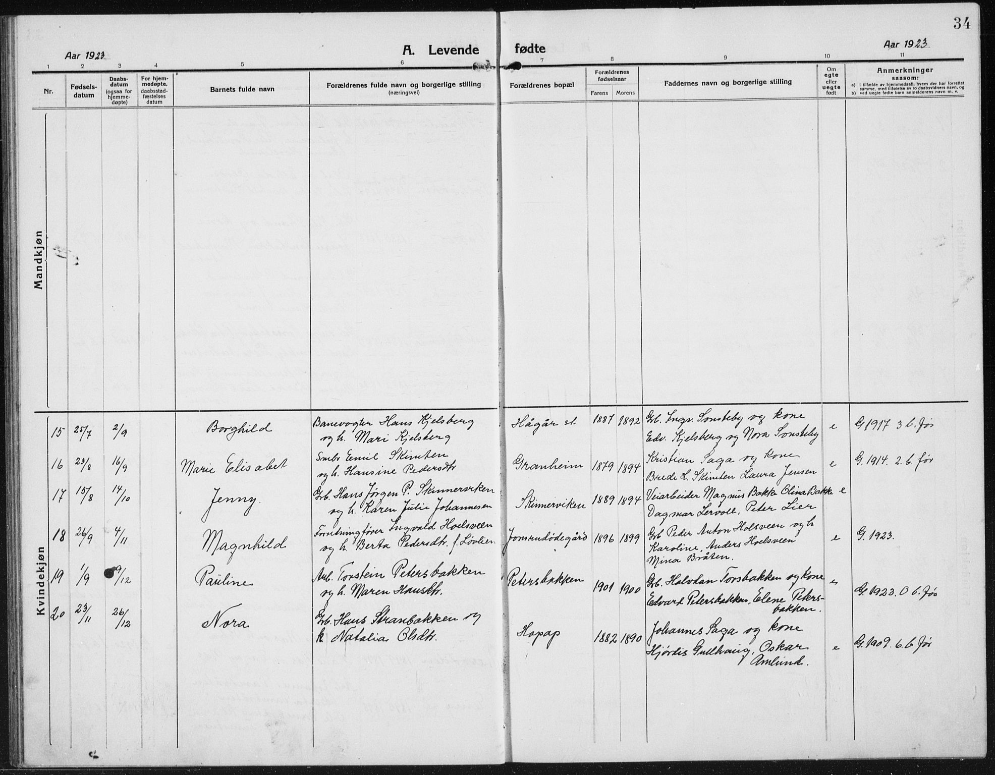 Kolbu prestekontor, SAH/PREST-110/H/Ha/Hab/L0006: Parish register (copy) no. 6, 1916-1934, p. 34