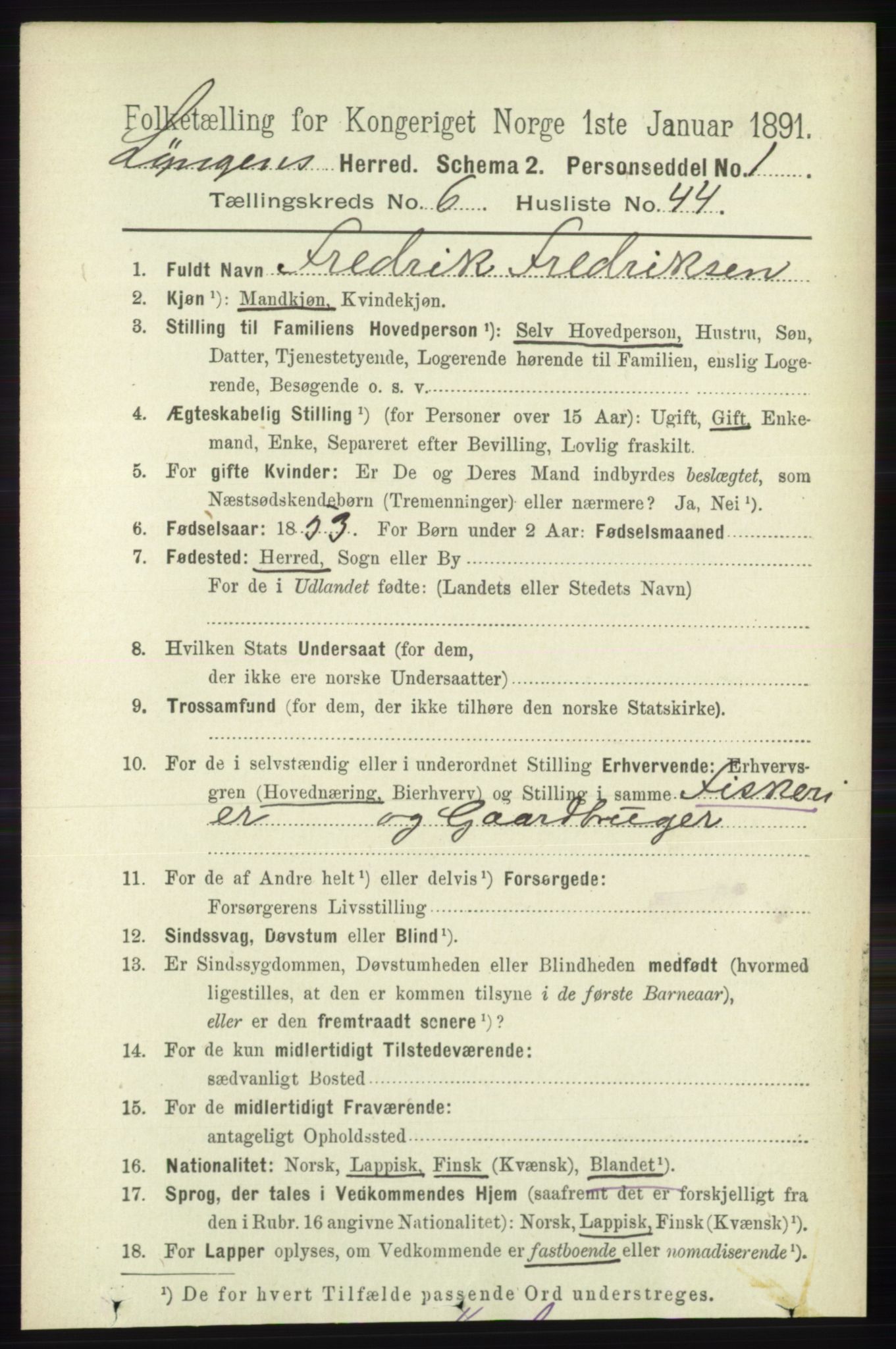 RA, 1891 census for 1938 Lyngen, 1891, p. 5575