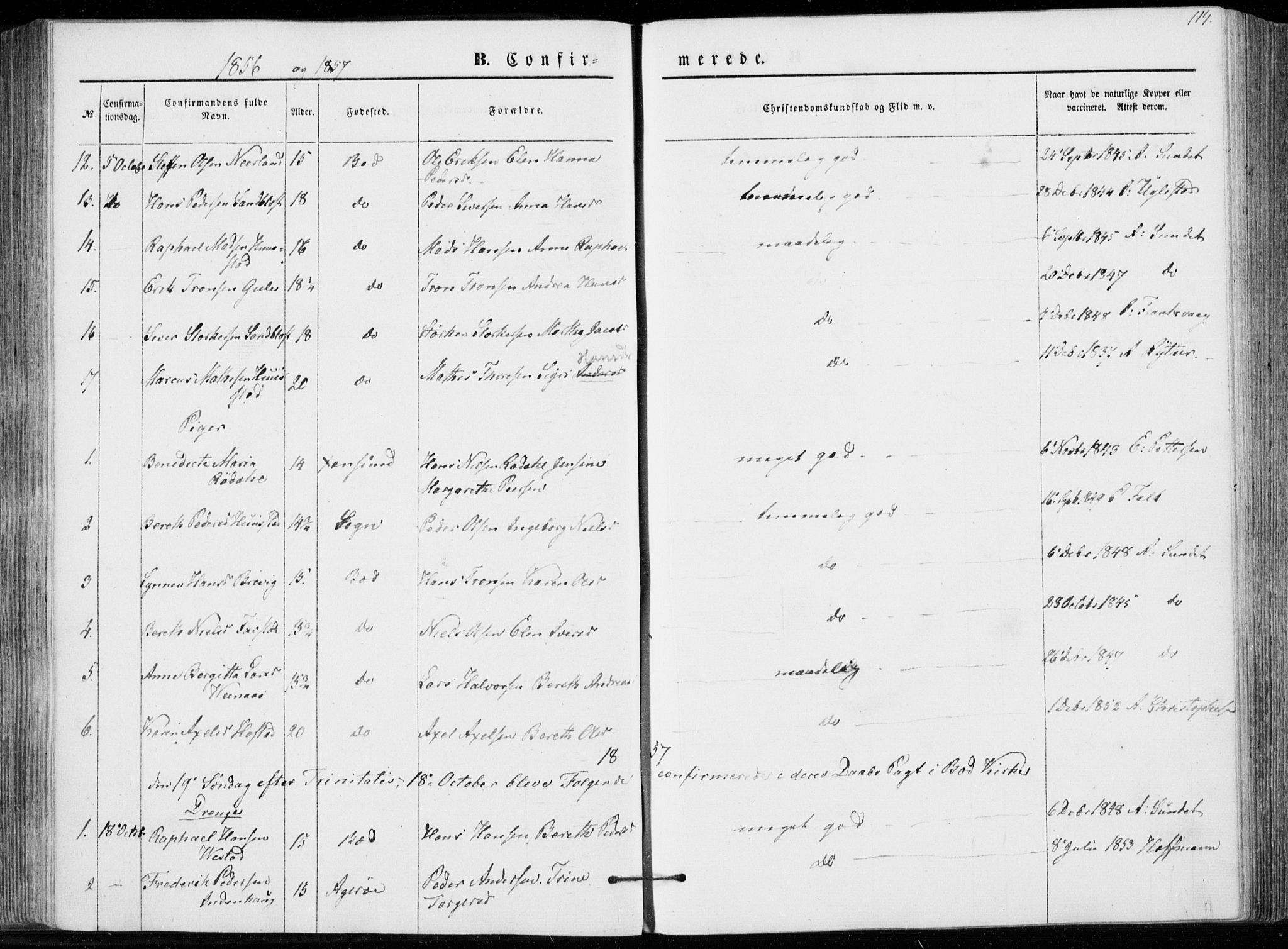 Ministerialprotokoller, klokkerbøker og fødselsregistre - Møre og Romsdal, AV/SAT-A-1454/566/L0767: Parish register (official) no. 566A06, 1852-1868, p. 114