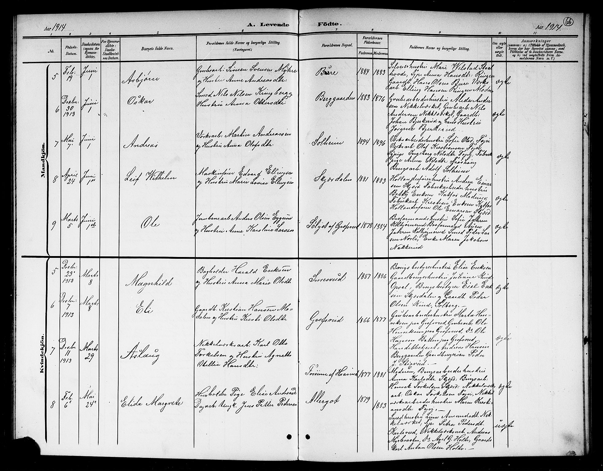 Hole kirkebøker, AV/SAKO-A-228/G/Gb/L0004: Parish register (copy) no. II 4, 1901-1916, p. 66