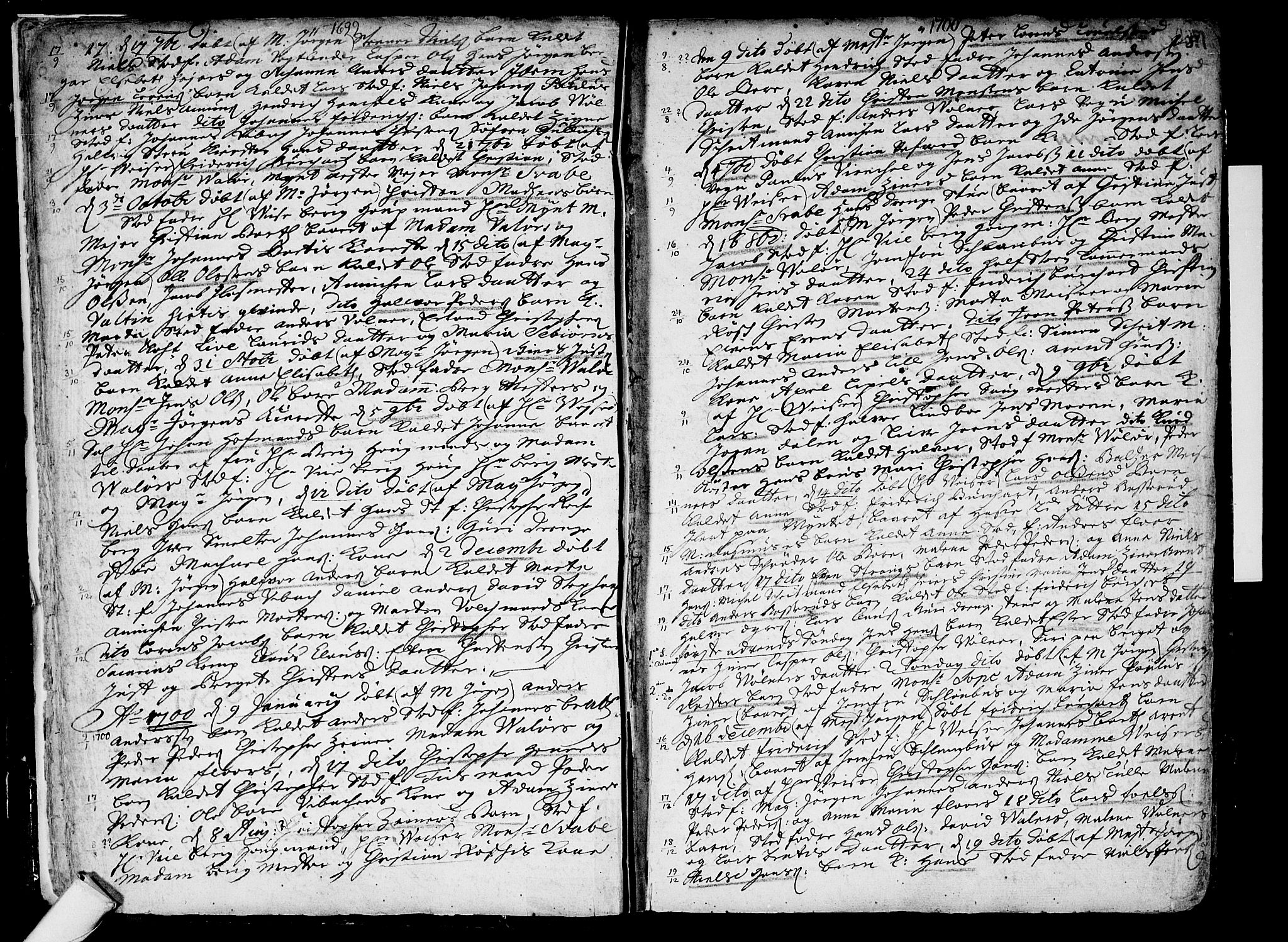 Kongsberg kirkebøker, SAKO/A-22/F/Fa/L0001: Parish register (official) no. I 1, 1696-1720, p. 17-18