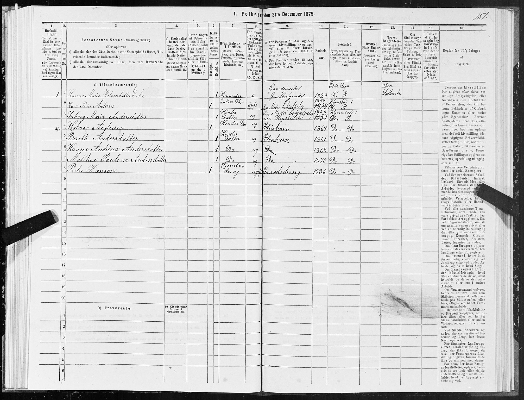 SAT, 1875 census for 1553P Kvernes, 1875, p. 4151