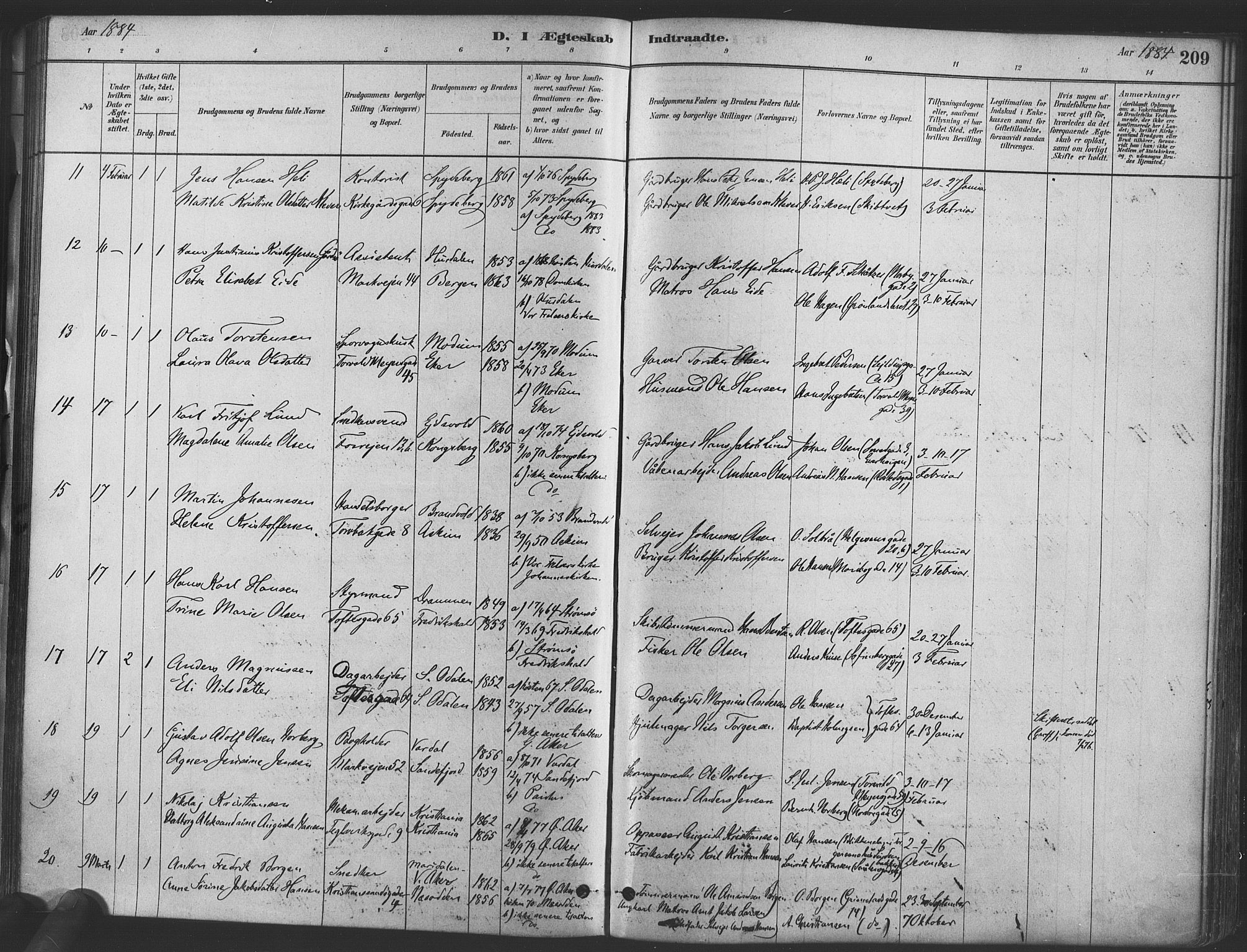 Paulus prestekontor Kirkebøker, AV/SAO-A-10871/F/Fa/L0004: Parish register (official) no. 4, 1879-1891, p. 209