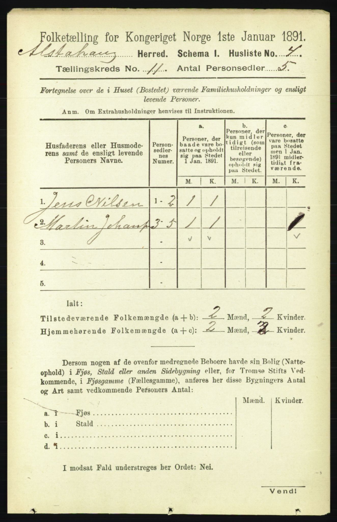 RA, 1891 census for 1820 Alstahaug, 1891, p. 3817