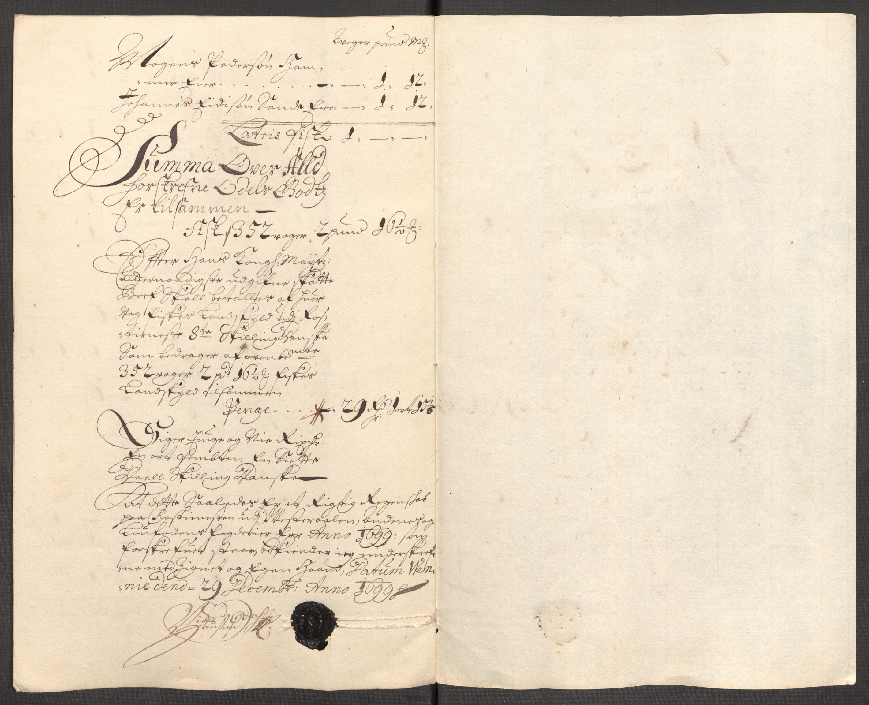 Rentekammeret inntil 1814, Reviderte regnskaper, Fogderegnskap, RA/EA-4092/R67/L4678: Fogderegnskap Vesterålen, Andenes og Lofoten, 1696-1708, p. 289