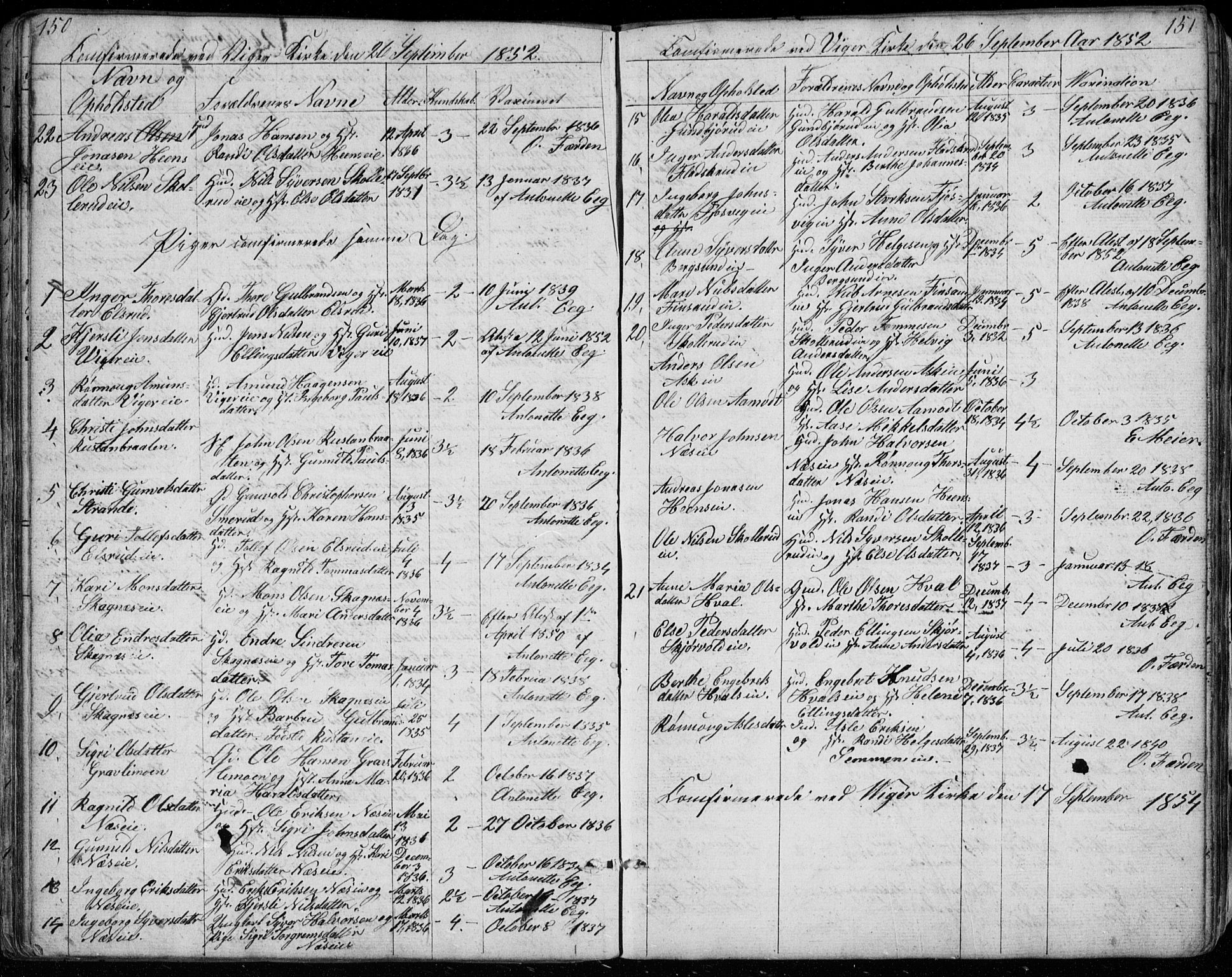 Ådal kirkebøker, SAKO/A-248/G/Ga/L0002: Parish register (copy) no. I 2, 1840-1861, p. 150-151