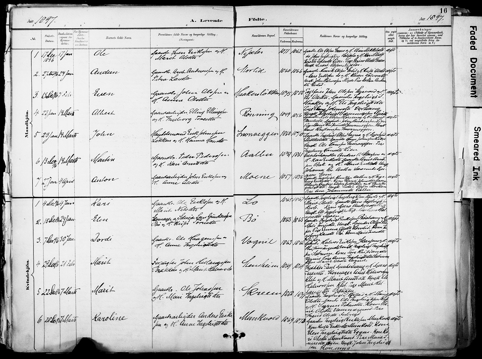 Ministerialprotokoller, klokkerbøker og fødselsregistre - Sør-Trøndelag, SAT/A-1456/678/L0902: Parish register (official) no. 678A11, 1895-1911, p. 16