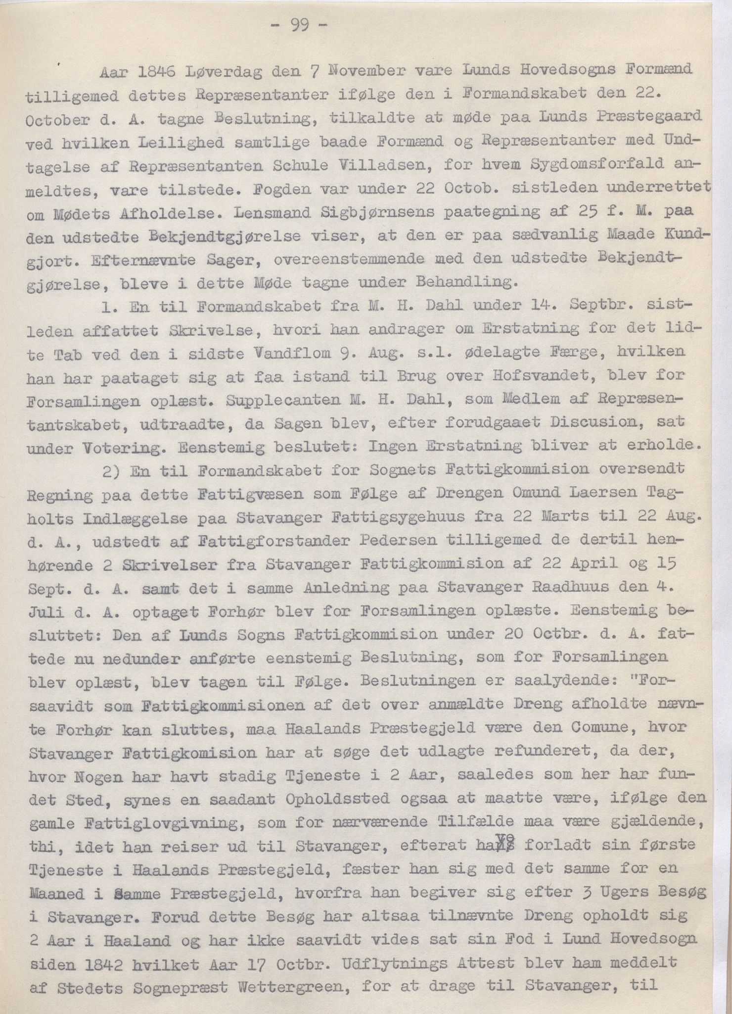 Lund kommune - Formannskapet/Formannskapskontoret, IKAR/K-101761/A/Aa/Aaa/L0002: Forhandlingsprotokoll, 1837-1865, p. 99