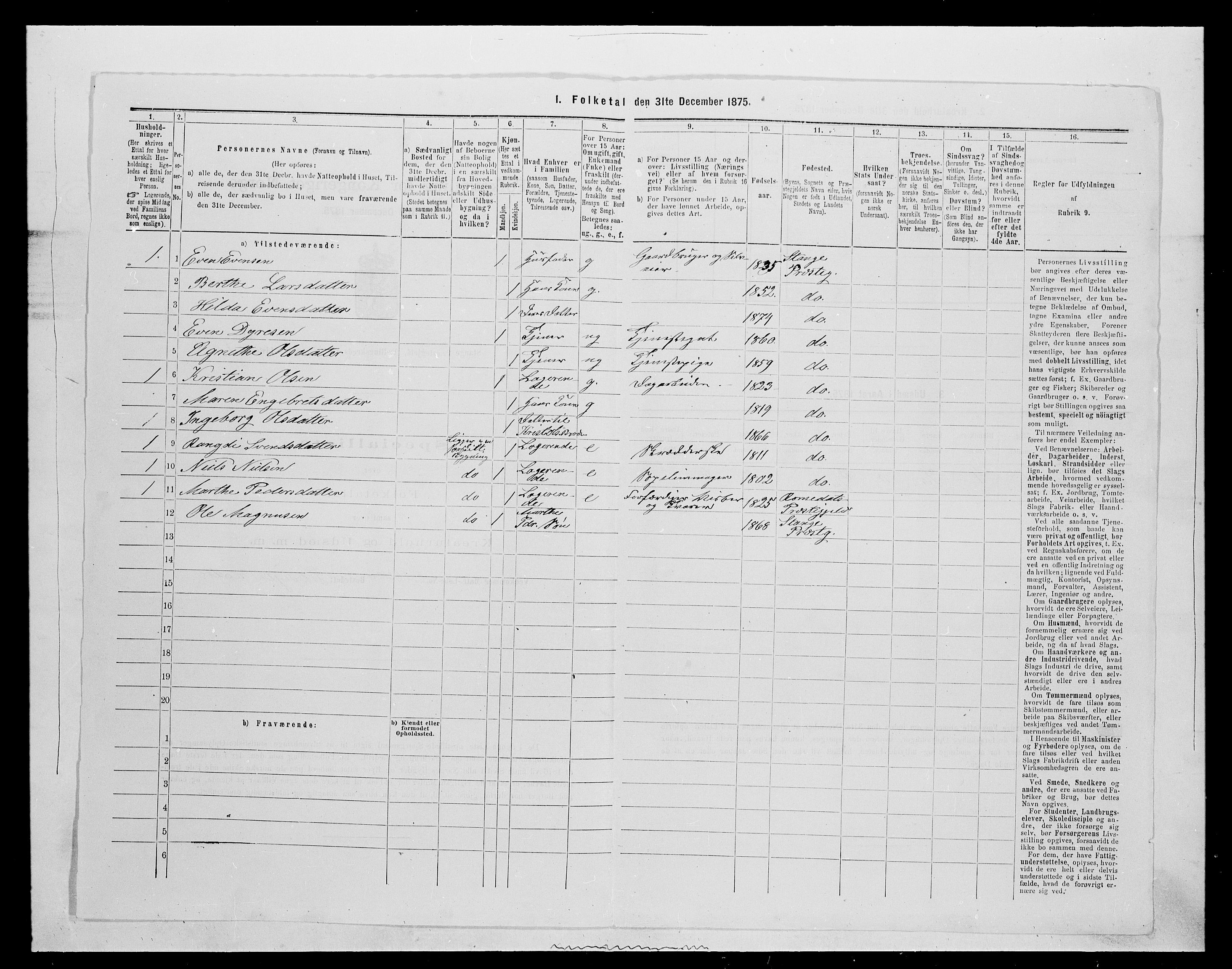 SAH, 1875 census for 0417P Stange, 1875, p. 1643