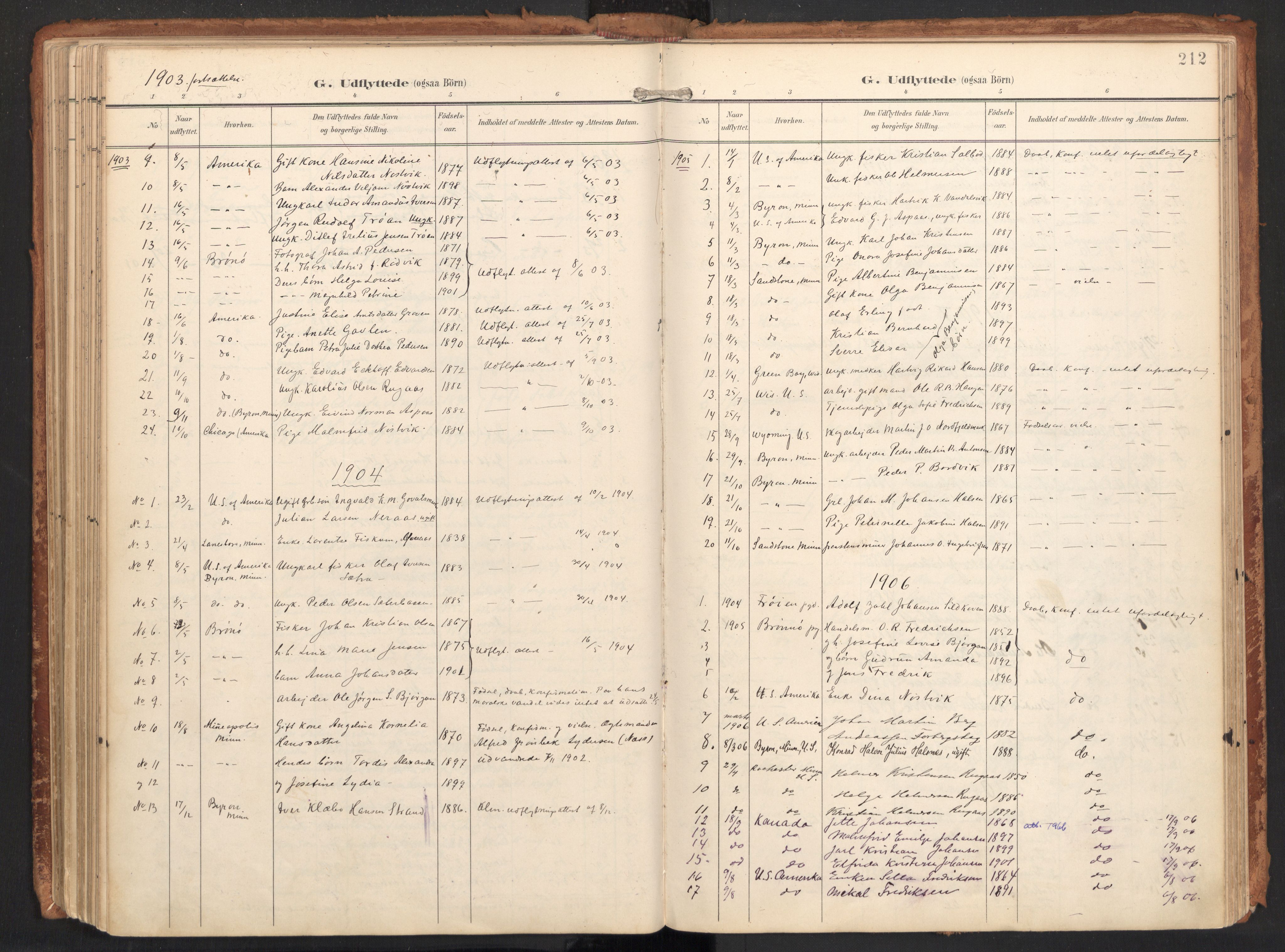 Ministerialprotokoller, klokkerbøker og fødselsregistre - Nordland, SAT/A-1459/814/L0227: Parish register (official) no. 814A08, 1899-1920, p. 212