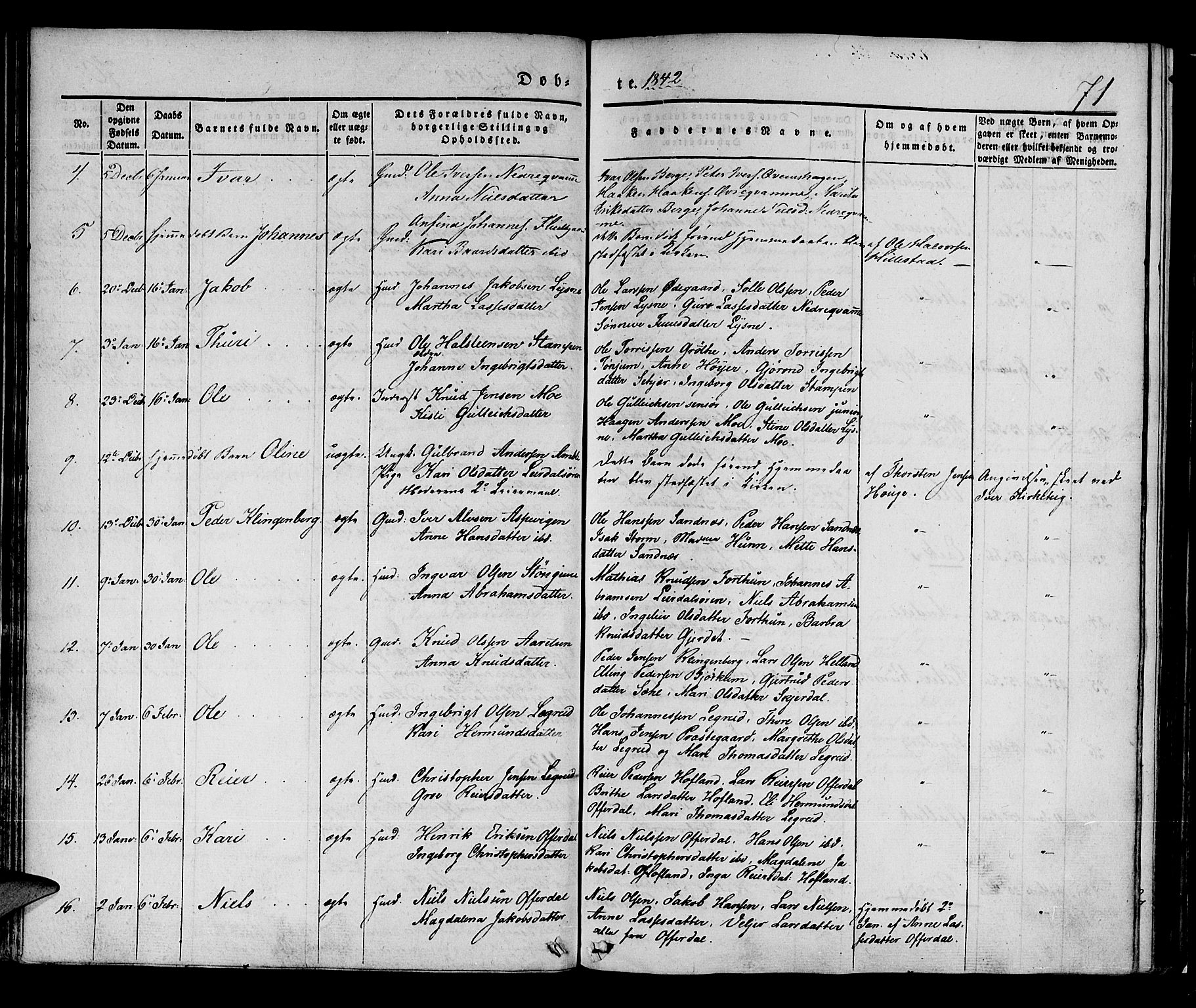 Lærdal sokneprestembete, AV/SAB-A-81201: Parish register (official) no. A 6, 1835-1849, p. 71