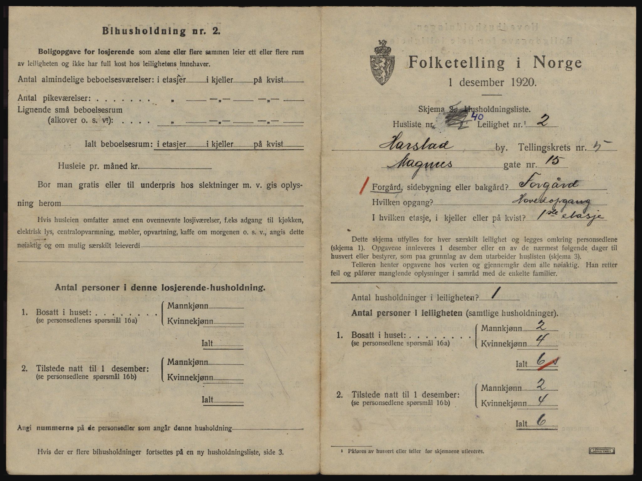 SATØ, 1920 census for Harstad, 1920, p. 1805