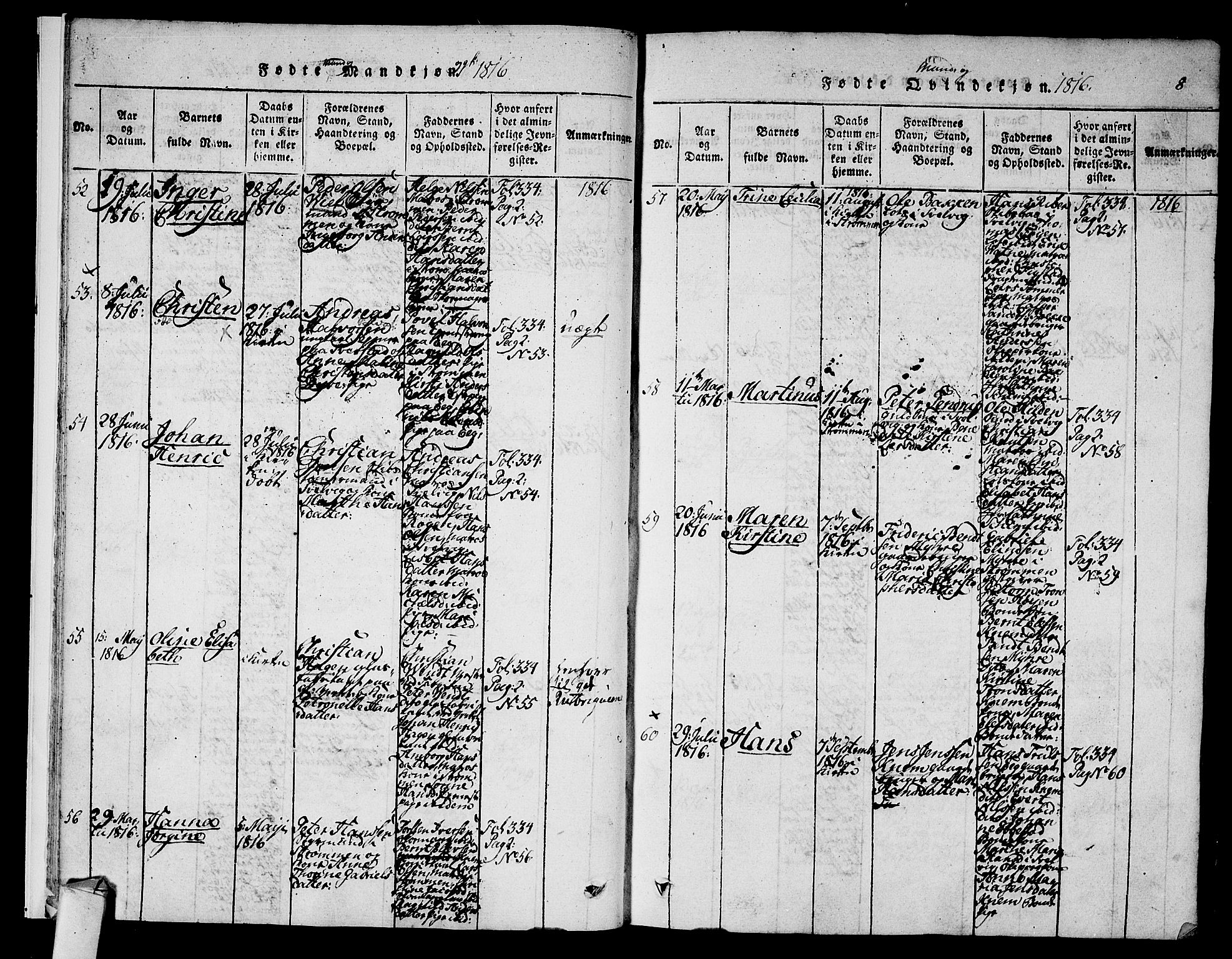 Hurum kirkebøker, AV/SAKO-A-229/F/Fa/L0009: Parish register (official) no. 9, 1816-1826, p. 8