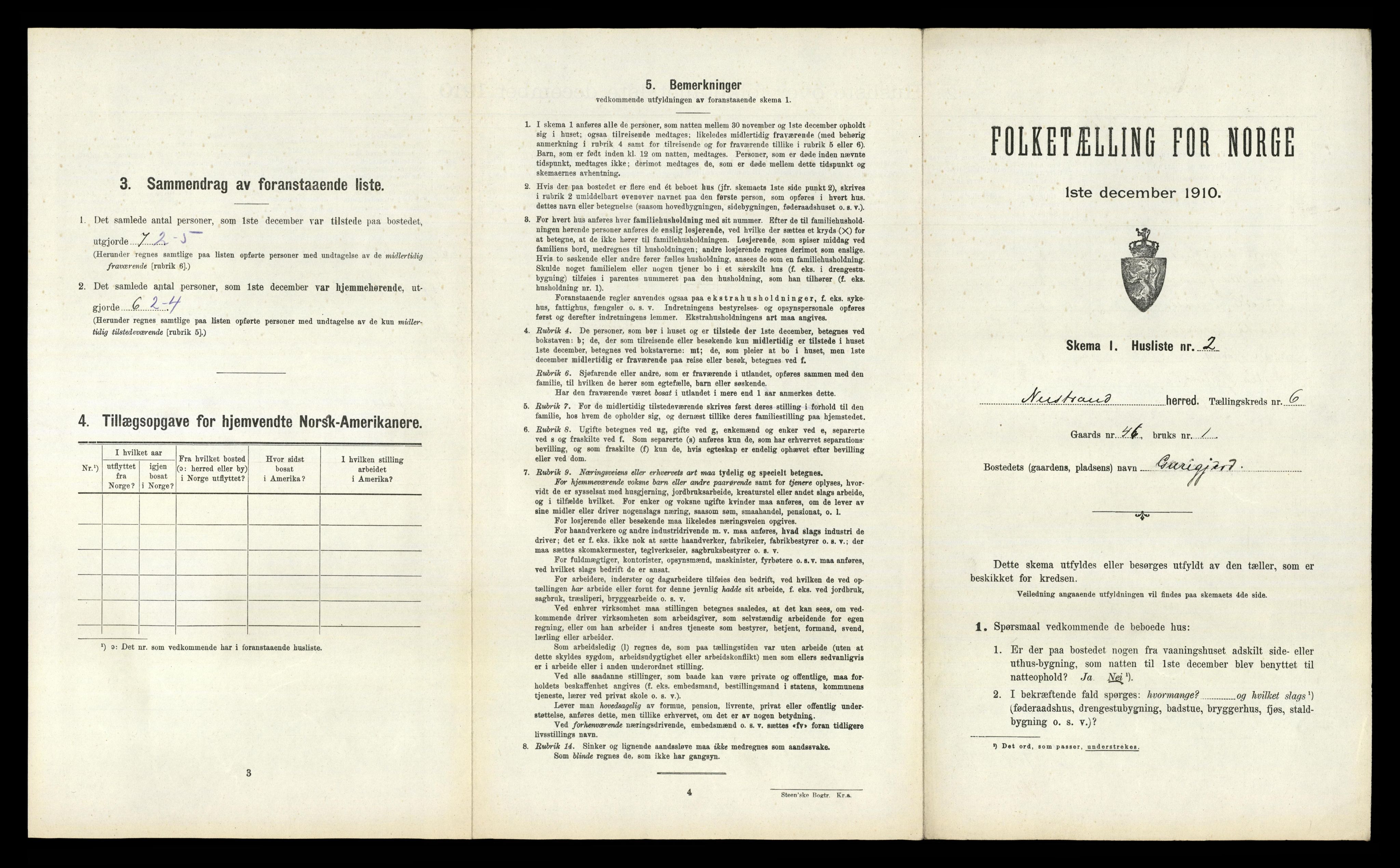 RA, 1910 census for Nedstrand, 1910, p. 383