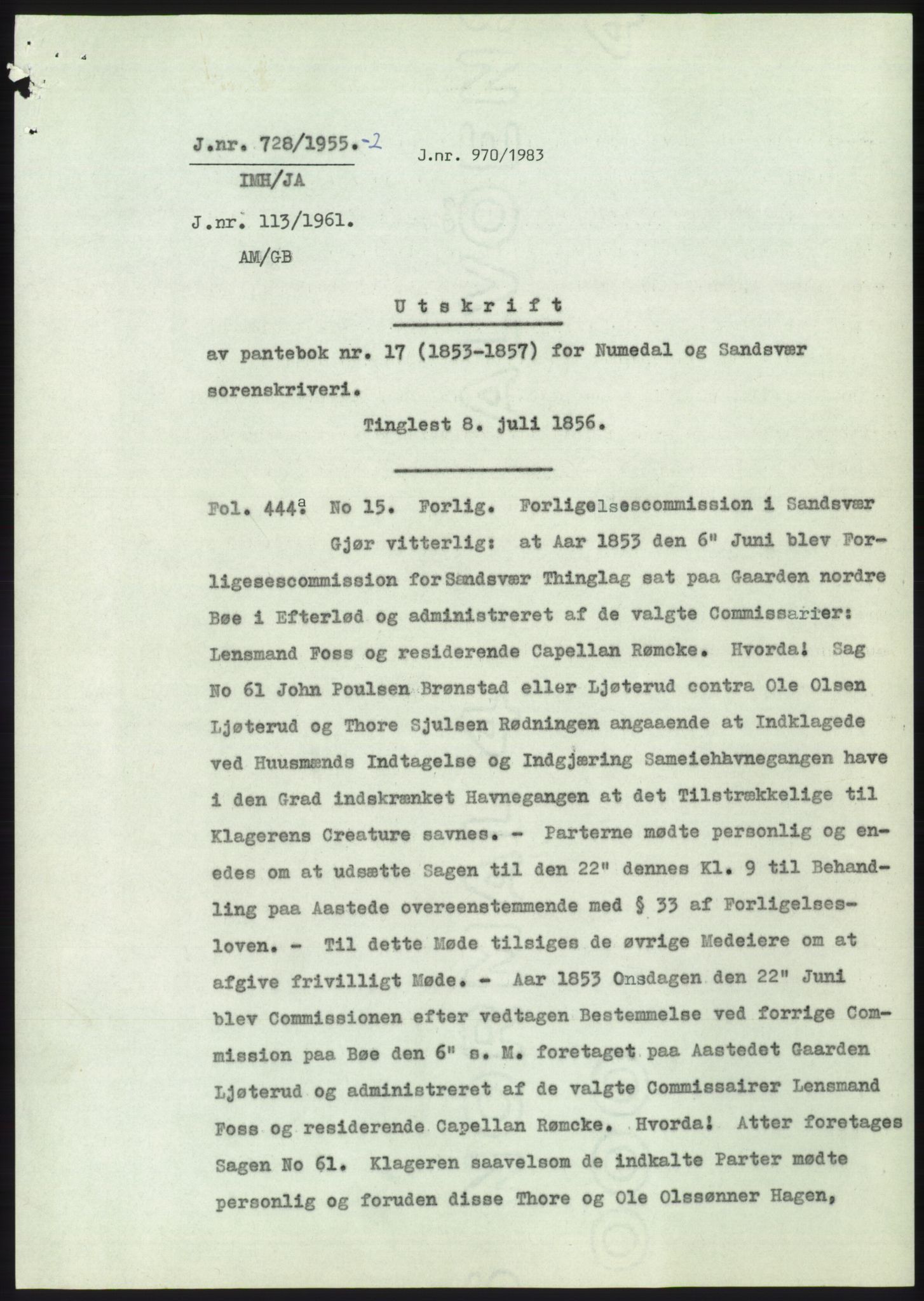 Statsarkivet i Kongsberg, SAKO/A-0001, 1955, p. 153