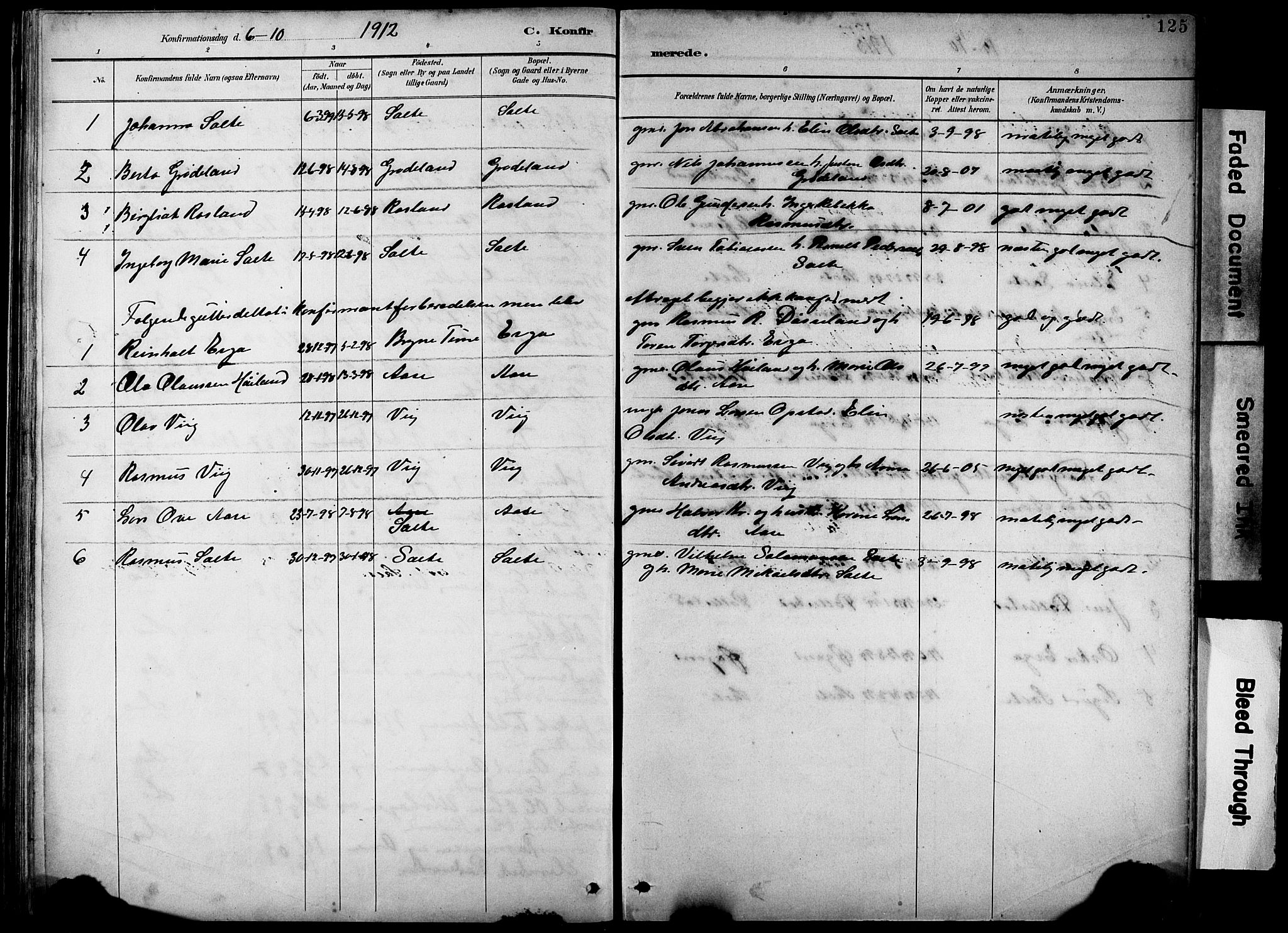 Klepp sokneprestkontor, SAST/A-101803/001/3/30BB/L0005: Parish register (copy) no. B 5, 1889-1918, p. 125