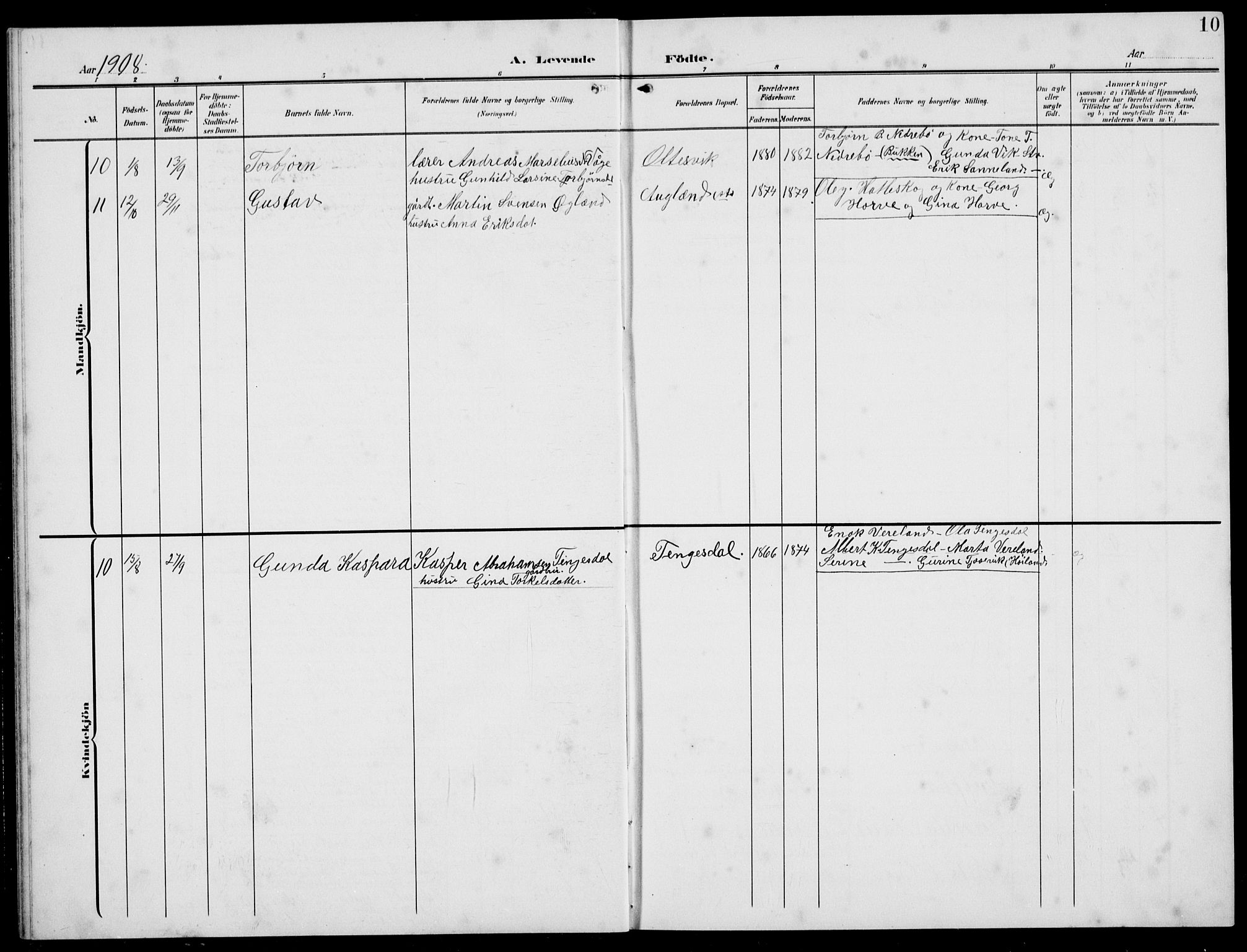 Høgsfjord sokneprestkontor, AV/SAST-A-101624/H/Ha/Hab/L0004: Parish register (copy) no. B 4, 1906-1938, p. 10