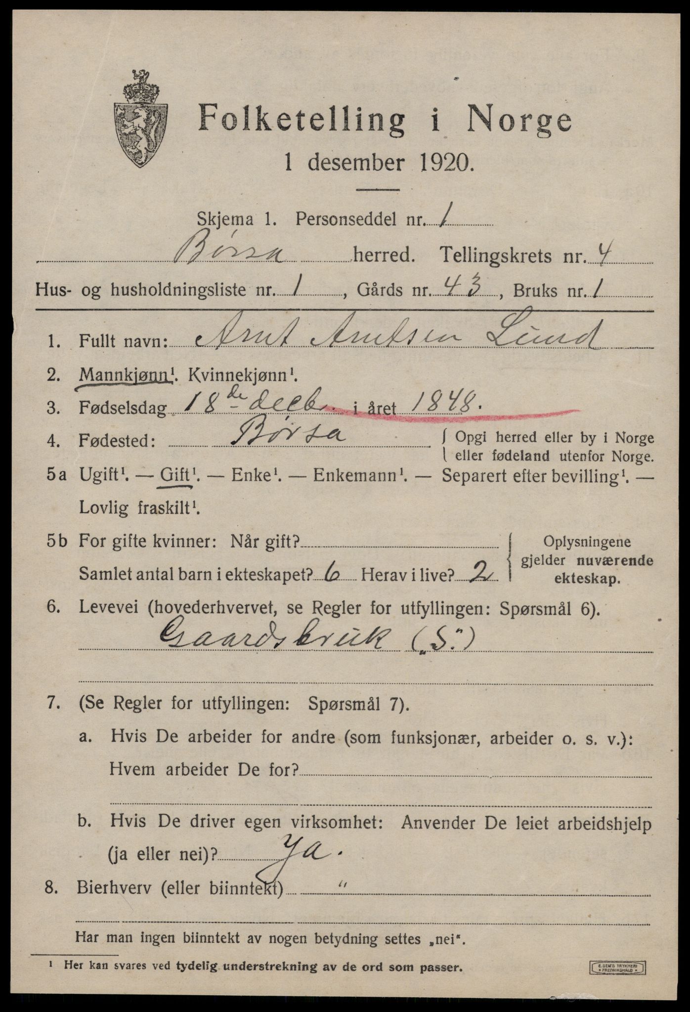 SAT, 1920 census for Børsa, 1920, p. 2529