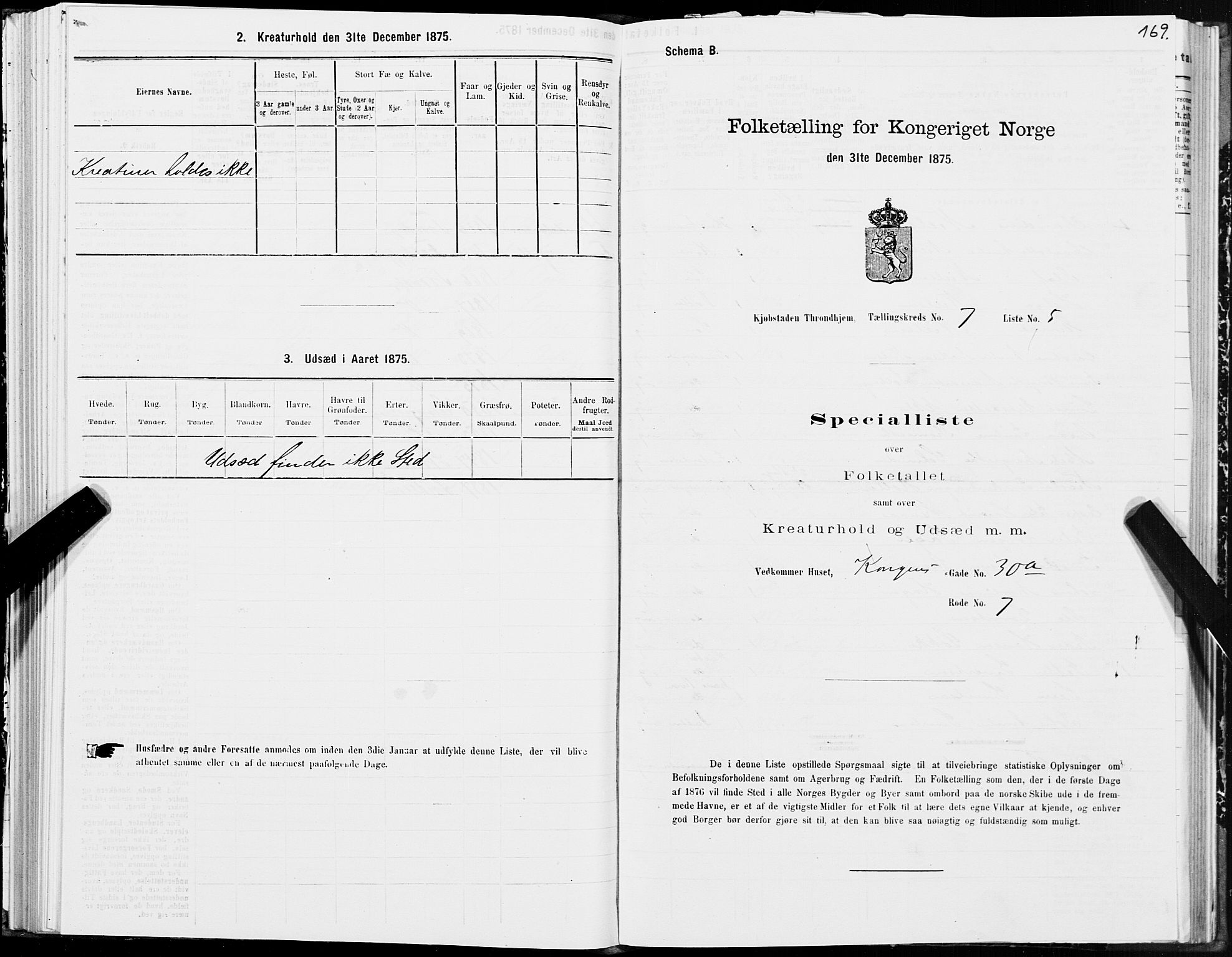 SAT, 1875 census for 1601 Trondheim, 1875, p. 4169