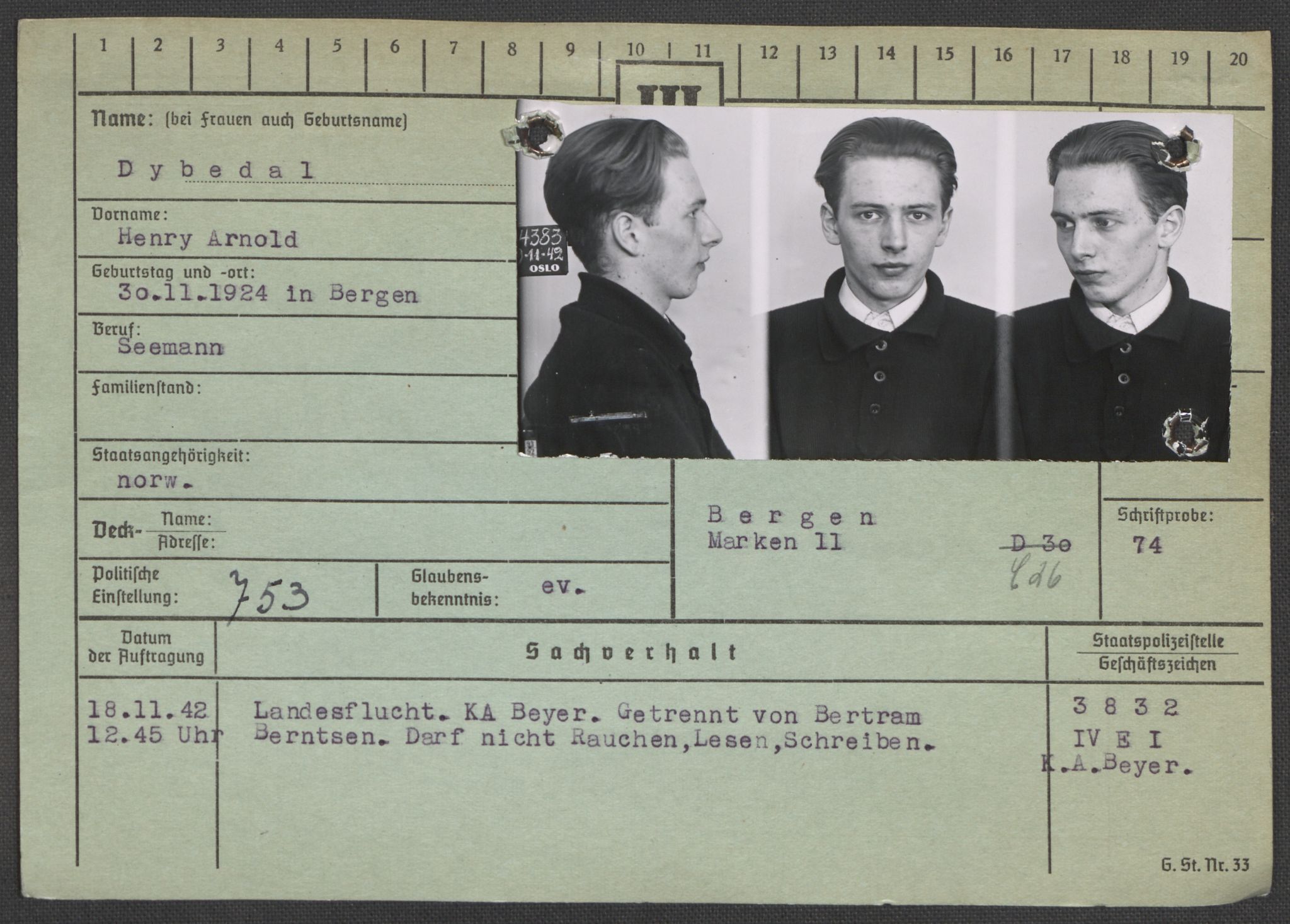 Befehlshaber der Sicherheitspolizei und des SD, AV/RA-RAFA-5969/E/Ea/Eaa/L0002: Register over norske fanger i Møllergata 19: Bj-Eng, 1940-1945, p. 1109