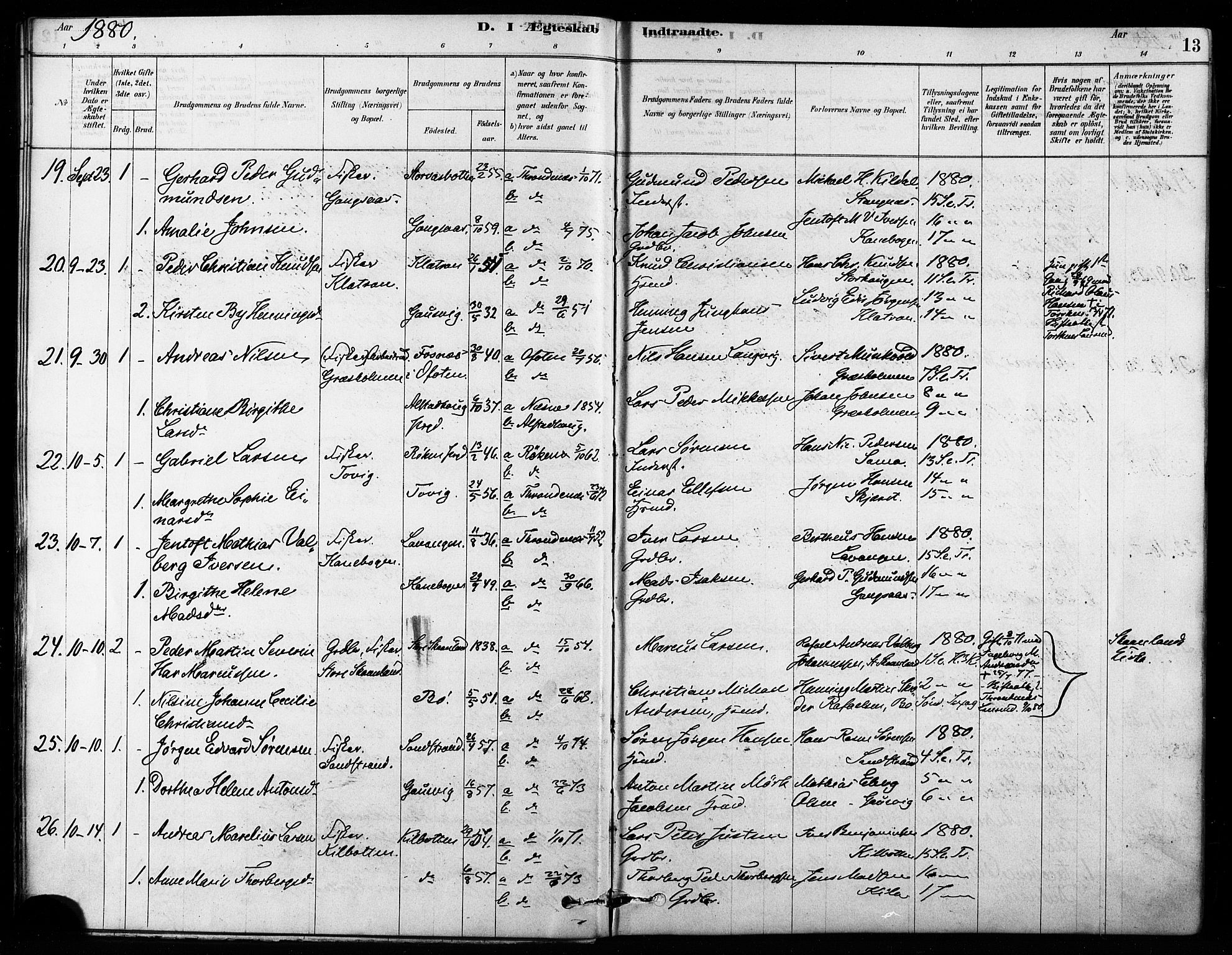 Trondenes sokneprestkontor, SATØ/S-1319/H/Ha/L0015kirke: Parish register (official) no. 15, 1878-1889, p. 13