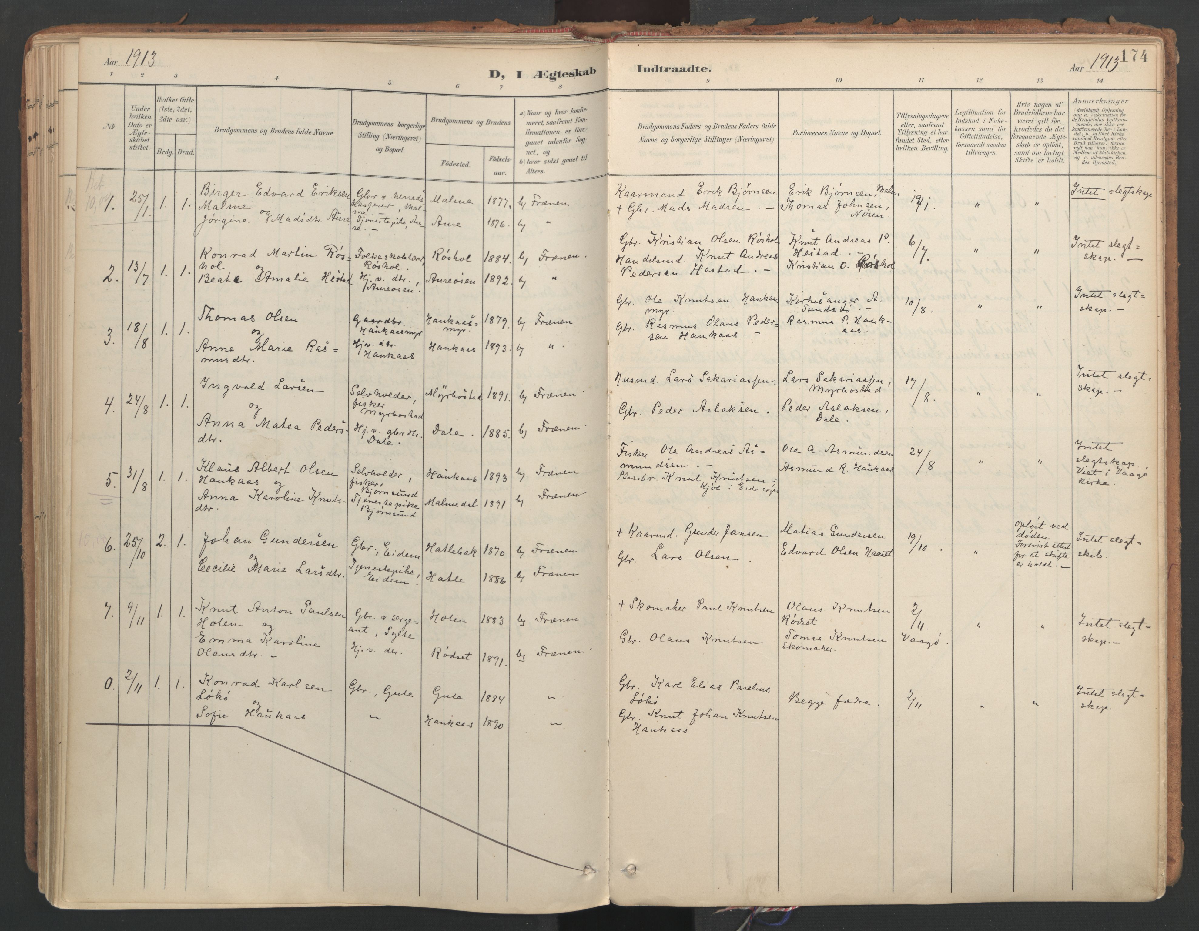 Ministerialprotokoller, klokkerbøker og fødselsregistre - Møre og Romsdal, SAT/A-1454/564/L0741: Parish register (official) no. 564A02, 1900-1976, p. 174