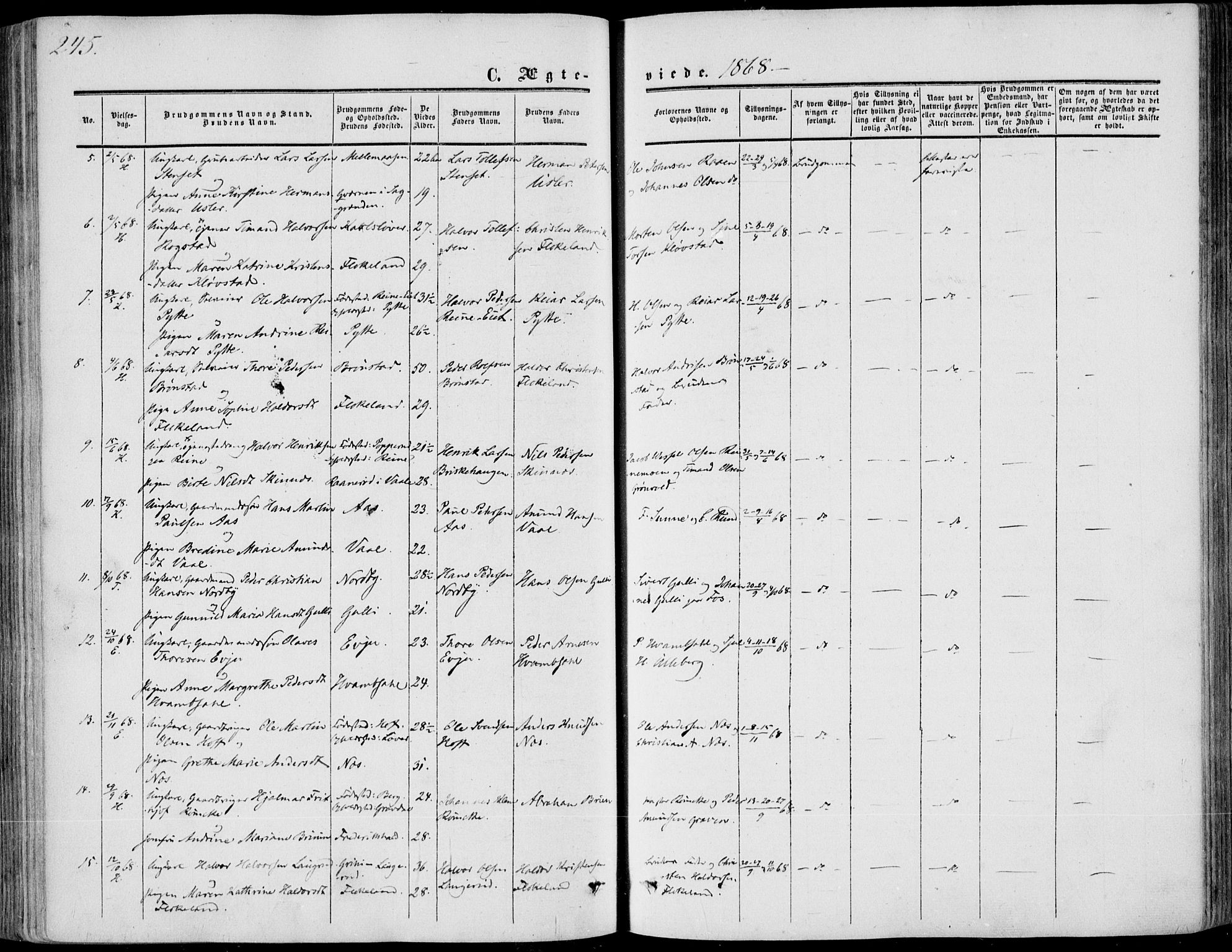 Sandsvær kirkebøker, AV/SAKO-A-244/F/Fa/L0006: Parish register (official) no. I 6, 1857-1868, p. 245