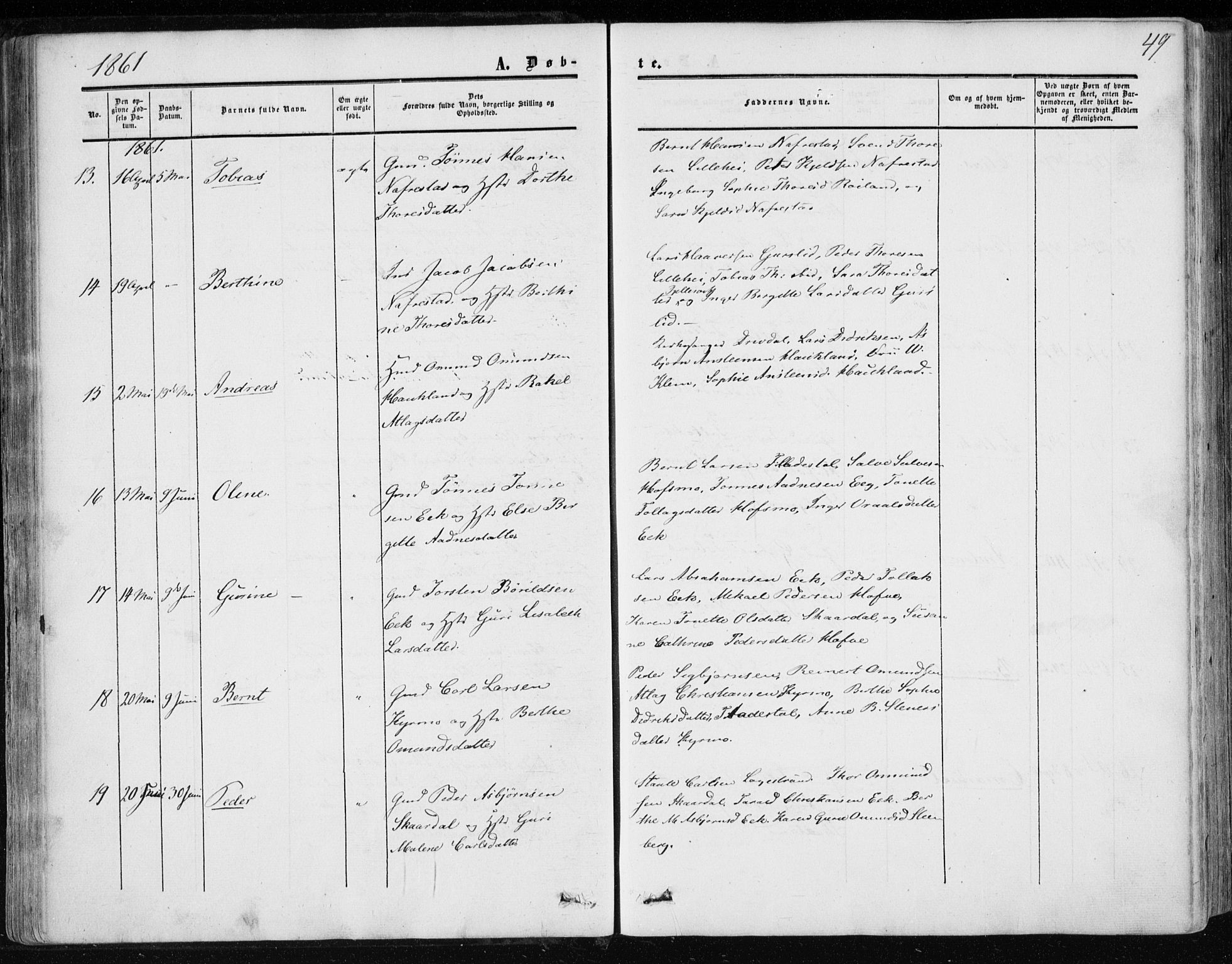 Lund sokneprestkontor, AV/SAST-A-101809/S06/L0009: Parish register (official) no. A 8, 1853-1877, p. 49