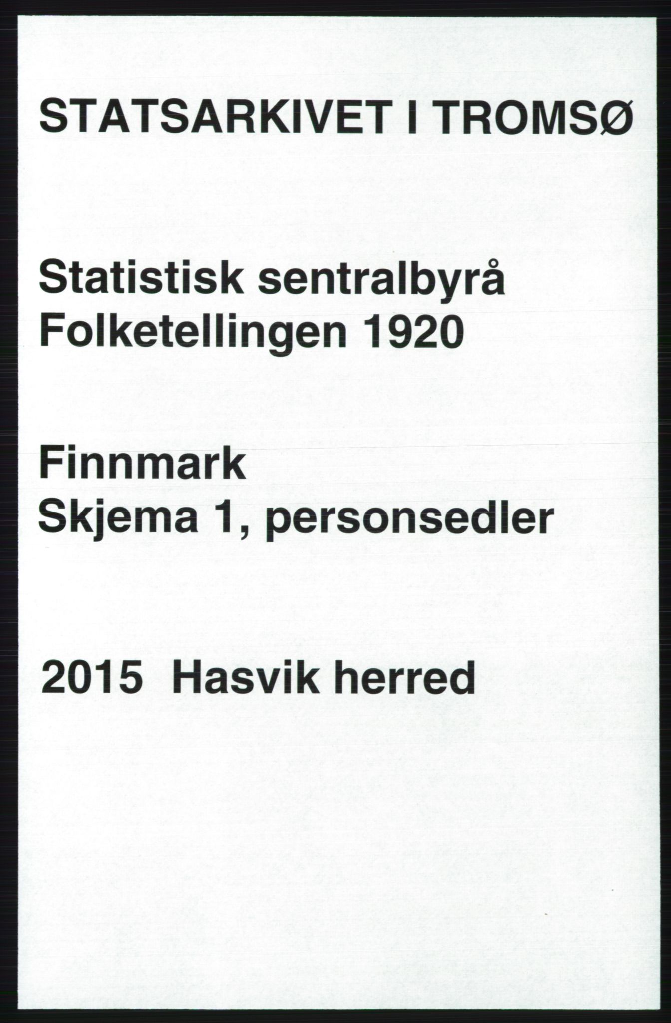 SATØ, 1920 census for Hasvik, 1920, p. 501