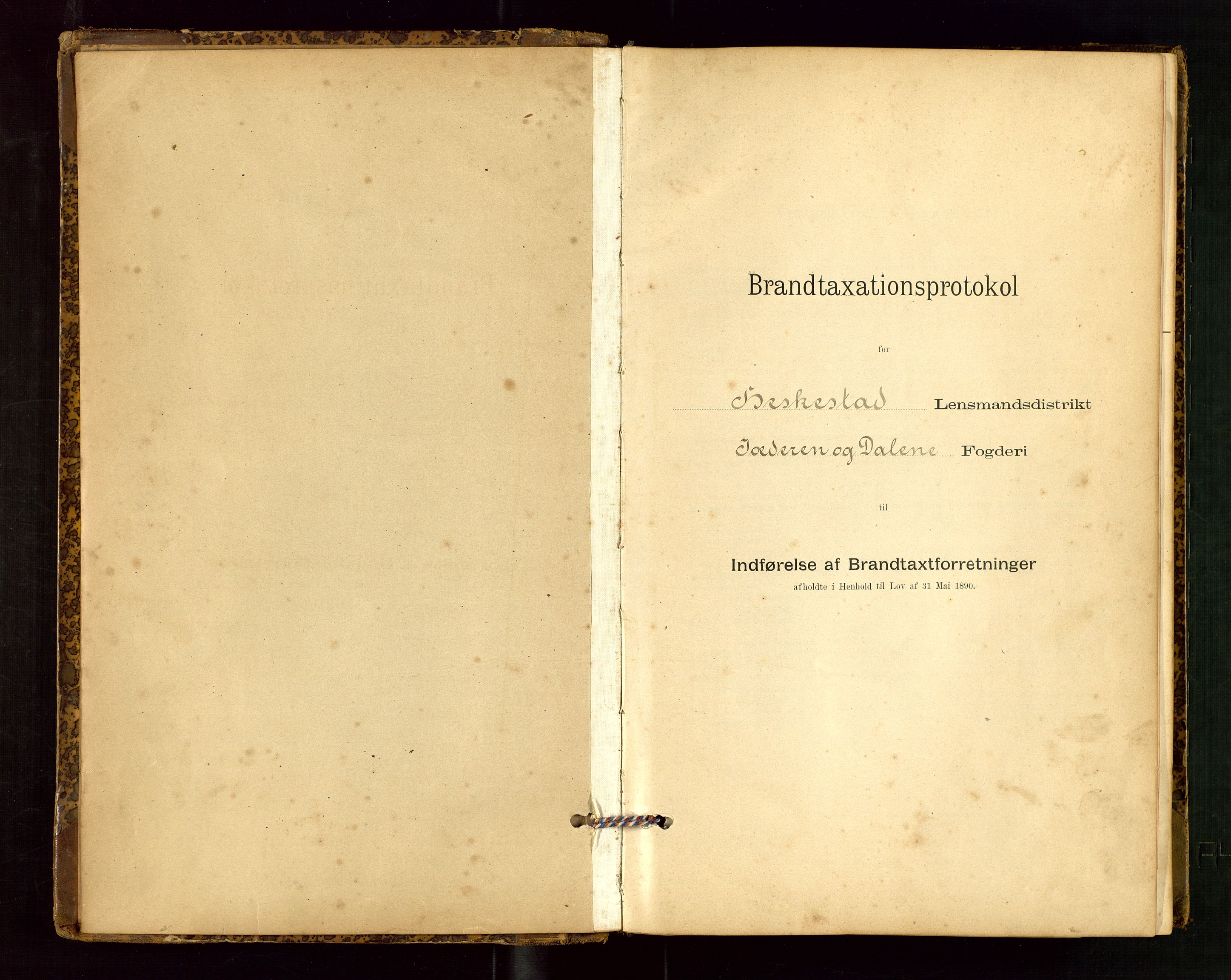 Heskestad lensmannskontor, SAST/A-100304/Gob/L0001: "Brandtaxationsprotokol", 1894-1915